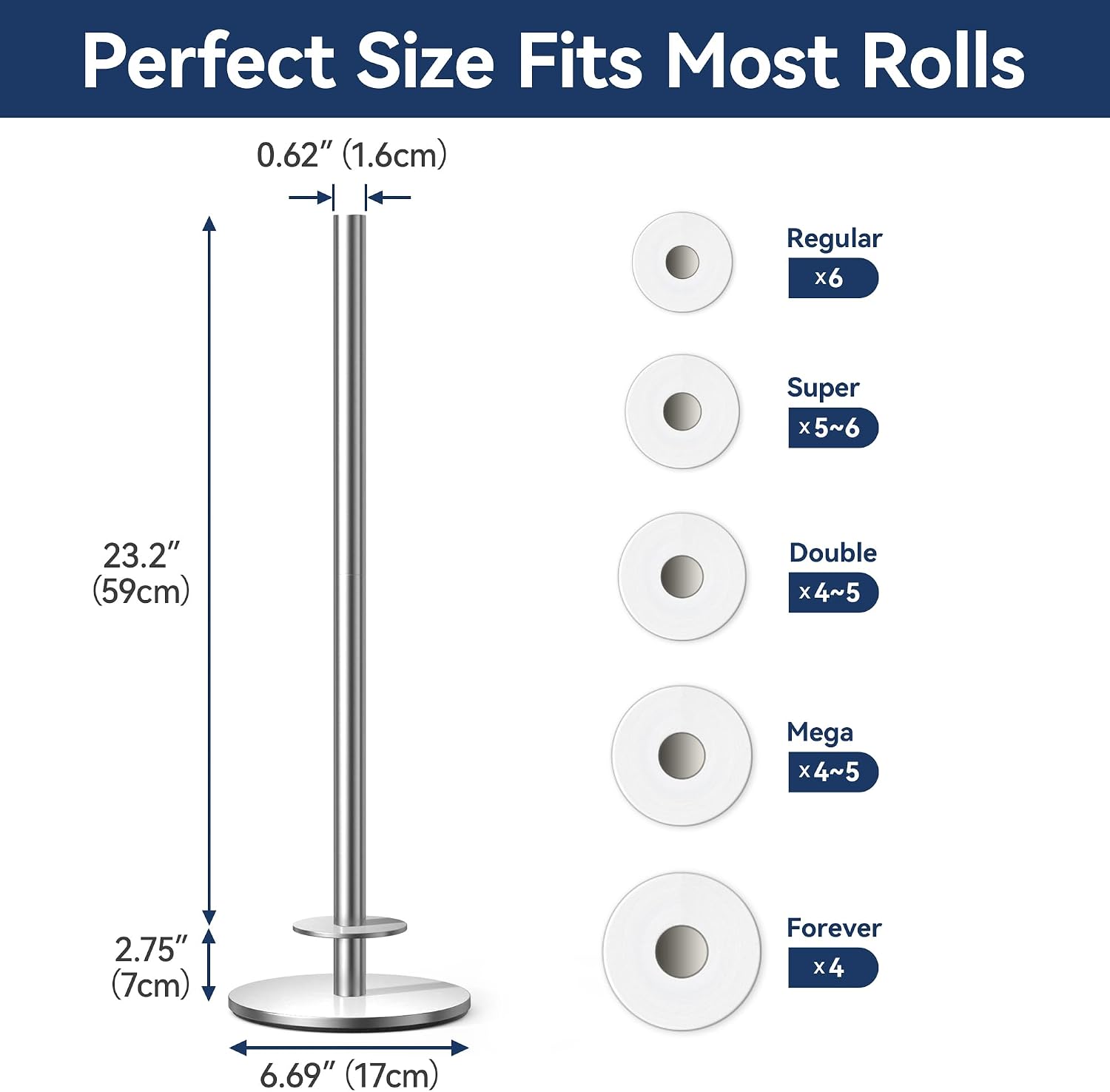 Detalle 2 de niffgaff A16-150S-SS-CA Freestanding Toilet Paper Holder, Brushed Nickel