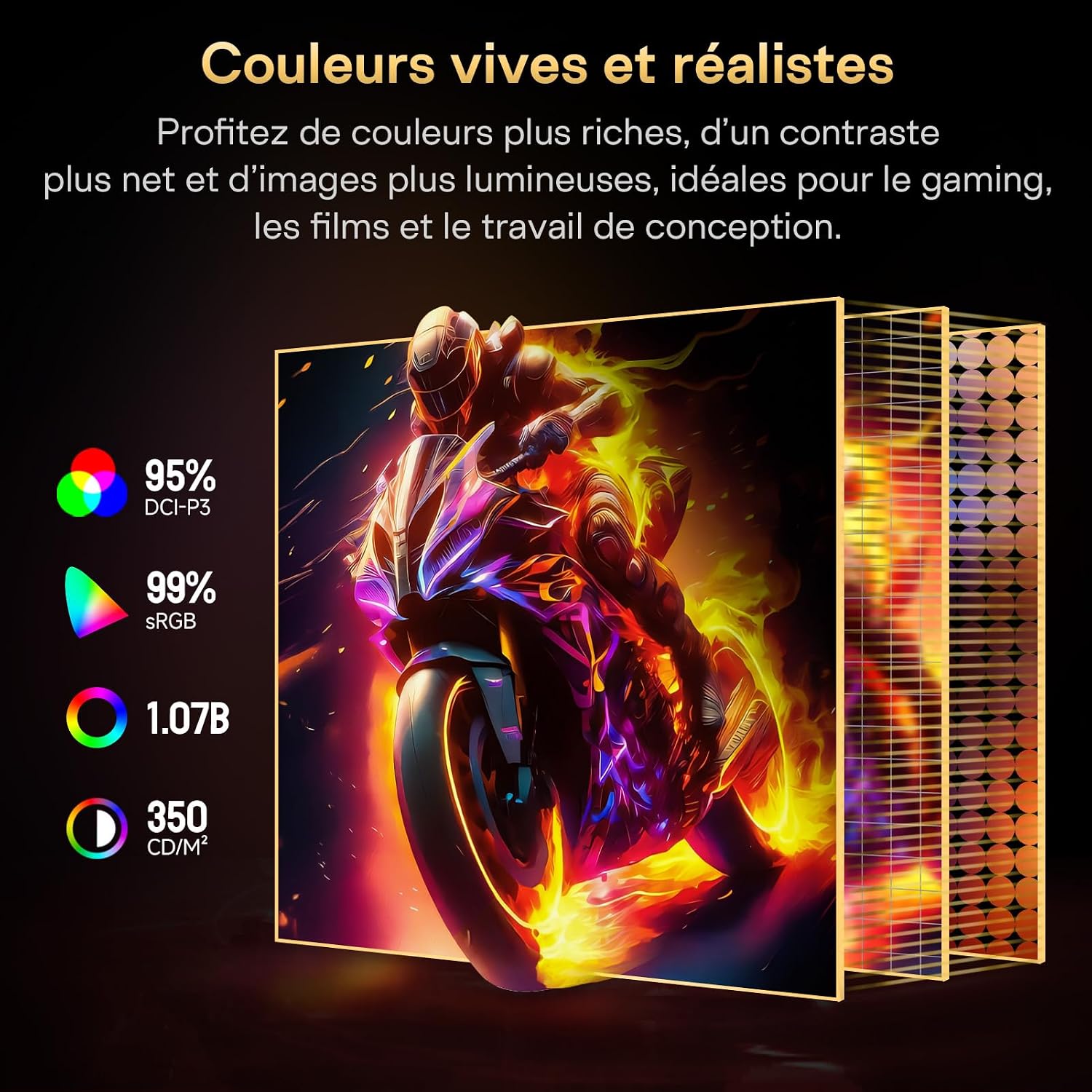 Detalle de HKC 27 pouces — Écran gaming QHD 300 Hz (320 Hz en overclock), Fast IPS, HDR400, 1 ms, 95% DCI-P3