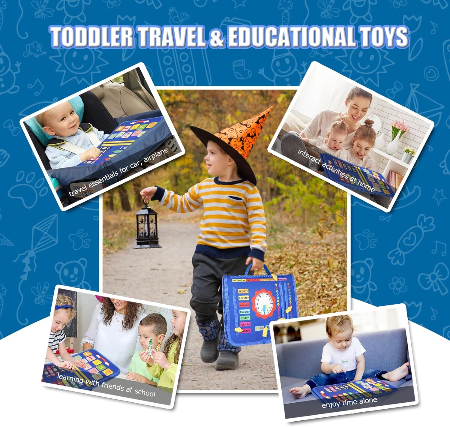 Thumbnail 4 de Montessori Busy Board sensory activity board (Navy blue) for ages 1–6