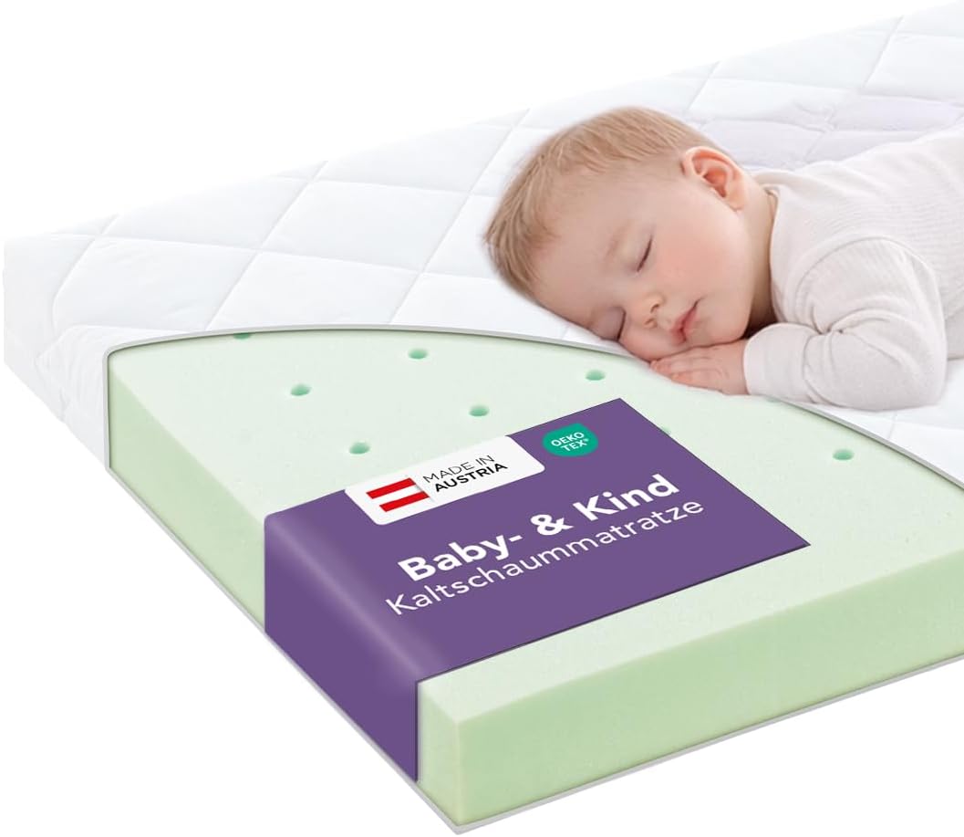 Detalle de Träumeland T014301 Basic Rainbow – materac dziecięcy 60 × 120 cm, średnio twardy