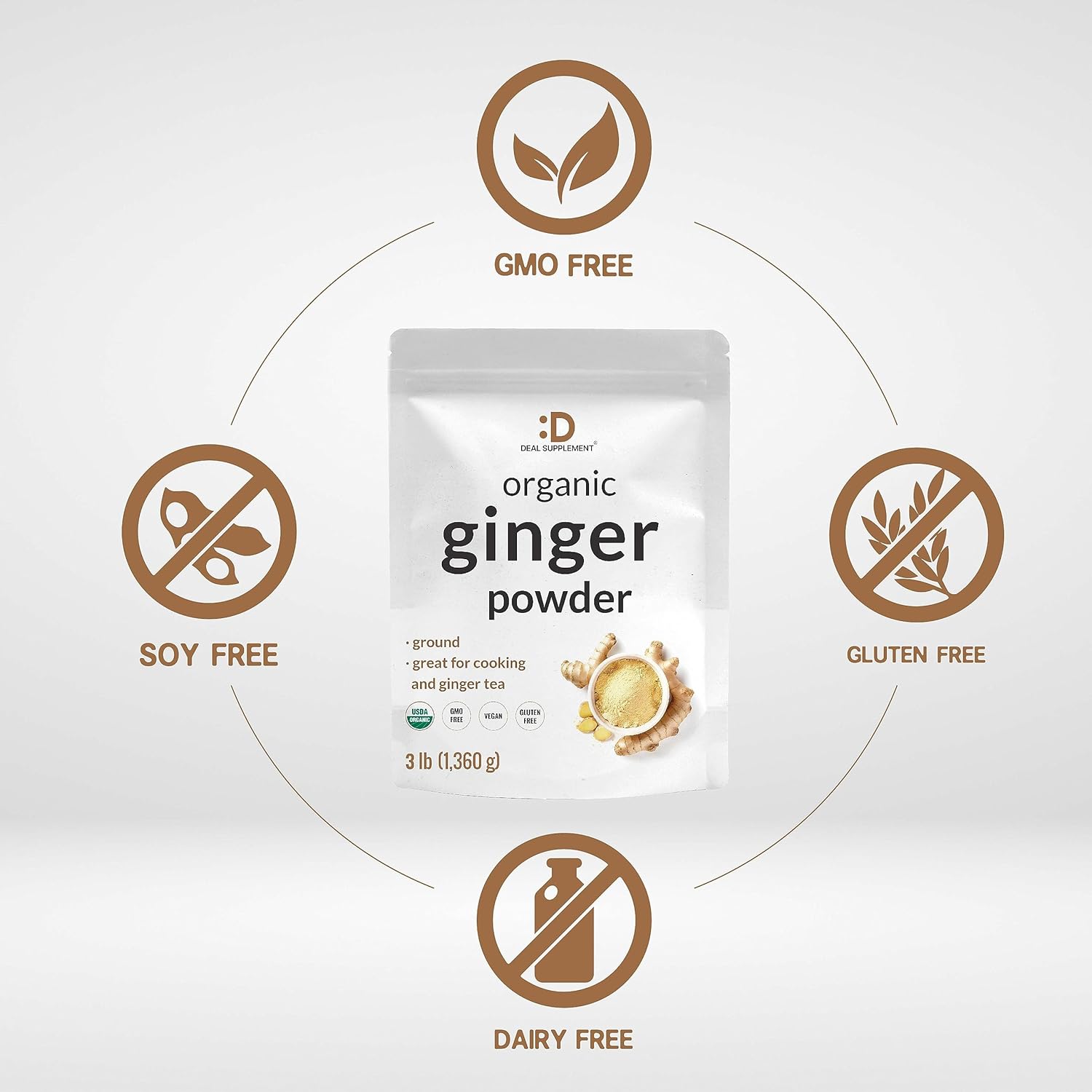 Detalle de DEAL SUPPLEMENT TS0417-A700ML-M443 Organic Ginger Powder, 3 lb