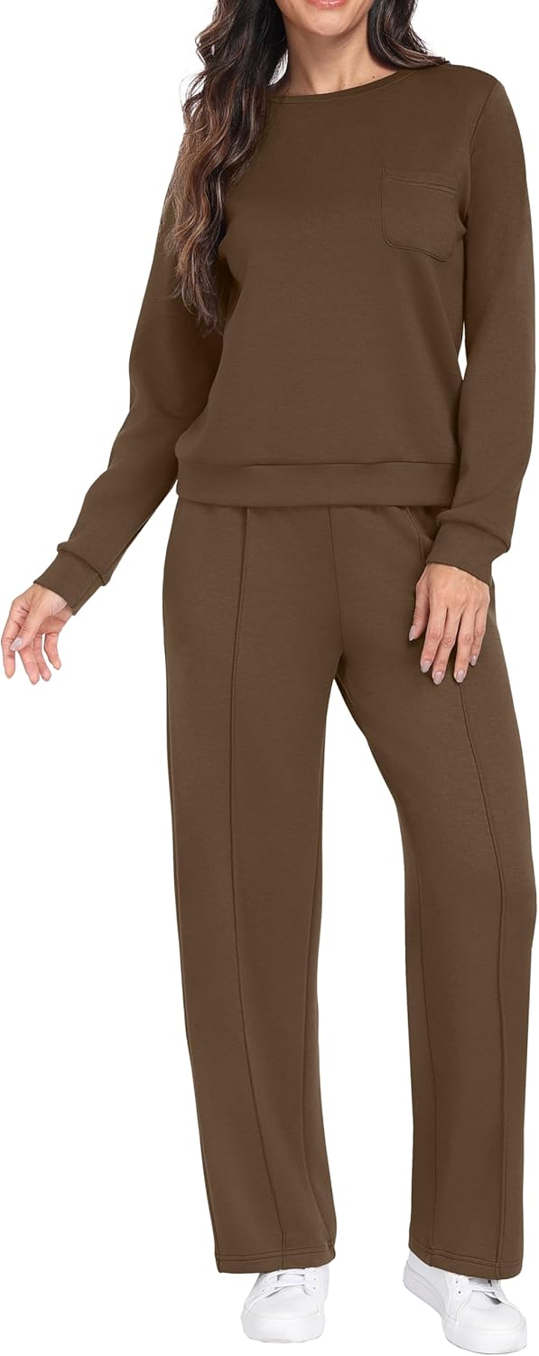 Detalle de GRECERELLE Women's Tracksuit Full Set – Autumn Long Sleeve Lounge 2-Piece with Pockets