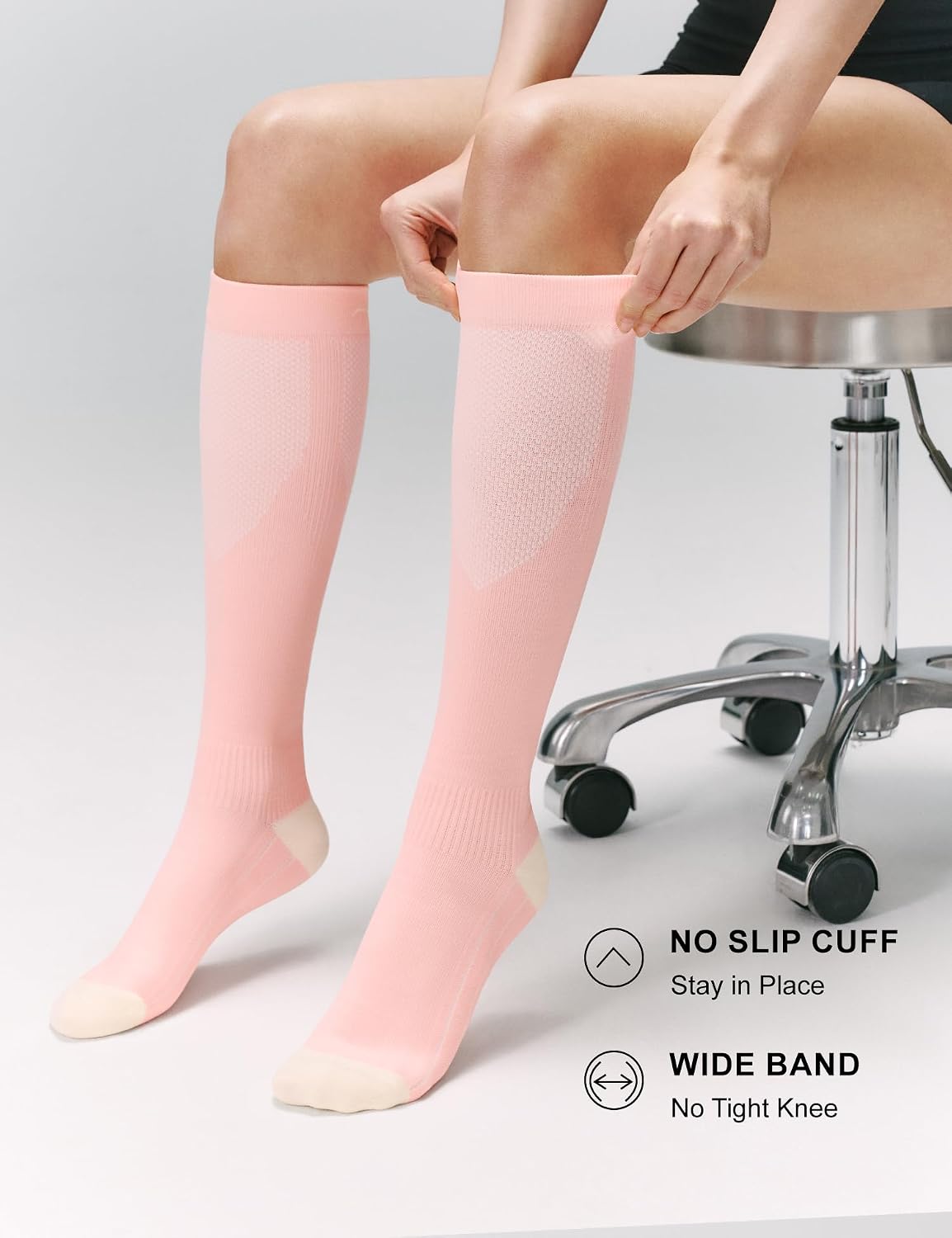 Detalle de FITRELL Knee-High Compression Socks, 20–30 mmHg, 3 Pairs, S/M