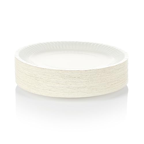 Detalle 2 de Vaily Pappteller rund 22,5 cm – 100er Pack, weiß, umweltfreundlich, robust und beschichtet
