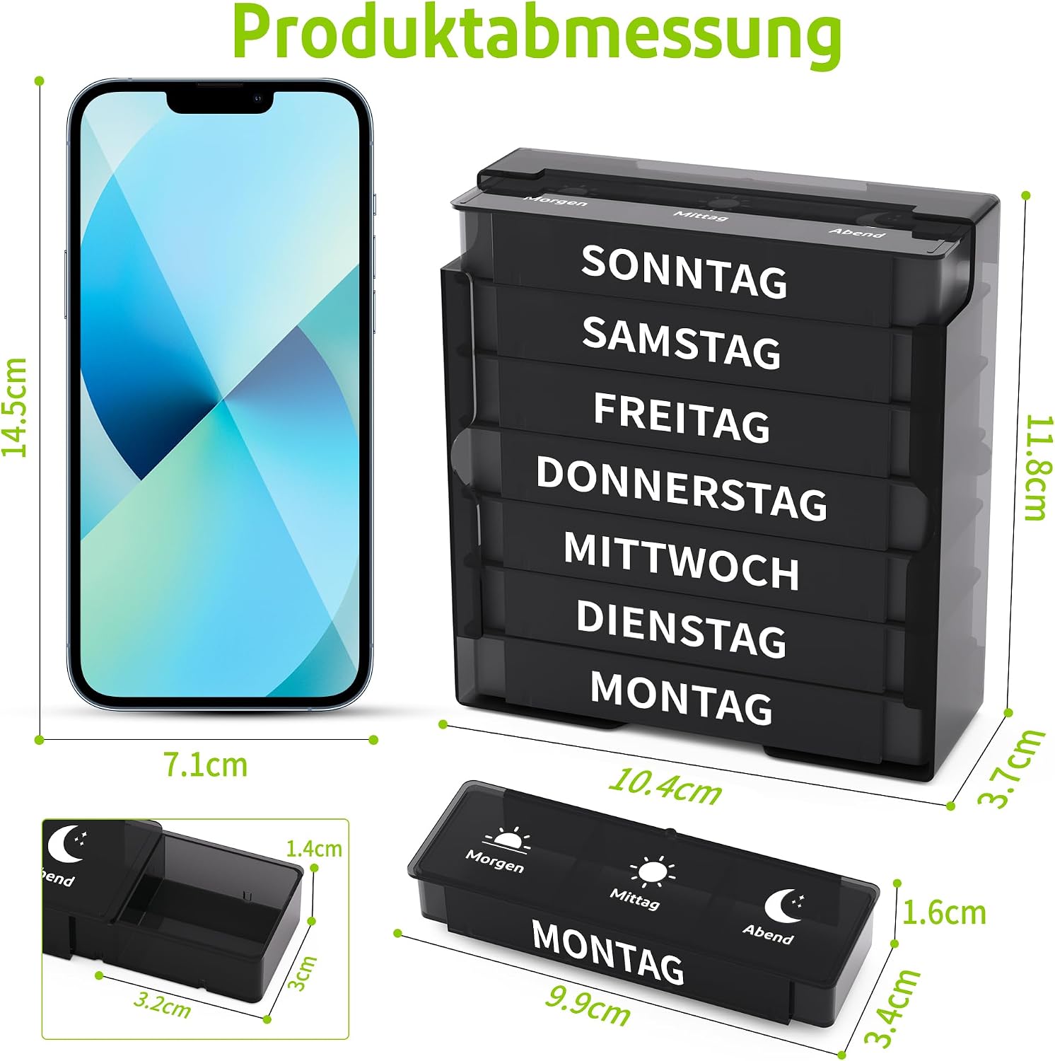Detalle 2 de 7-Tage Pillenbox Opret mit 3 Fächern