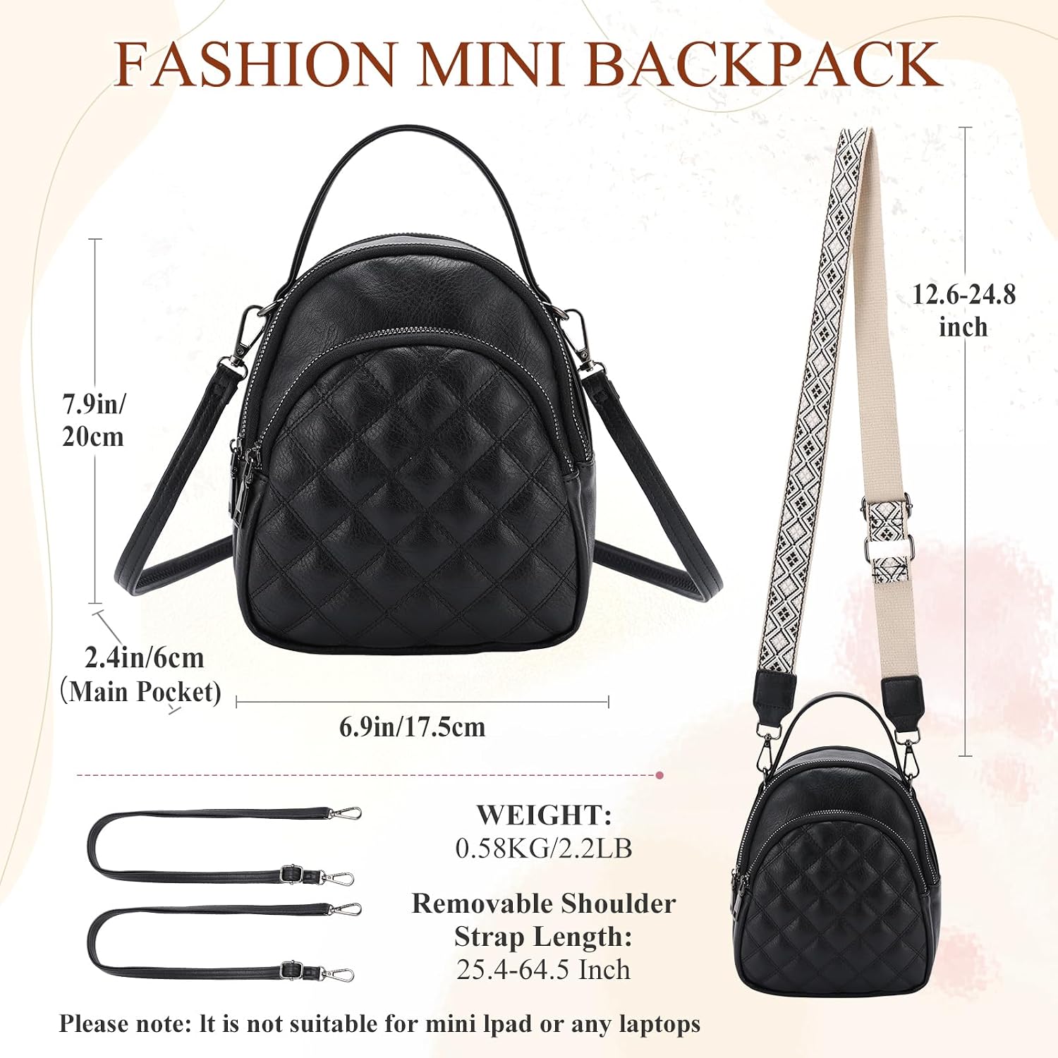 Detalle 2 de VX VONXURY Rucksack Damen Klein 17,5×6×20 cm