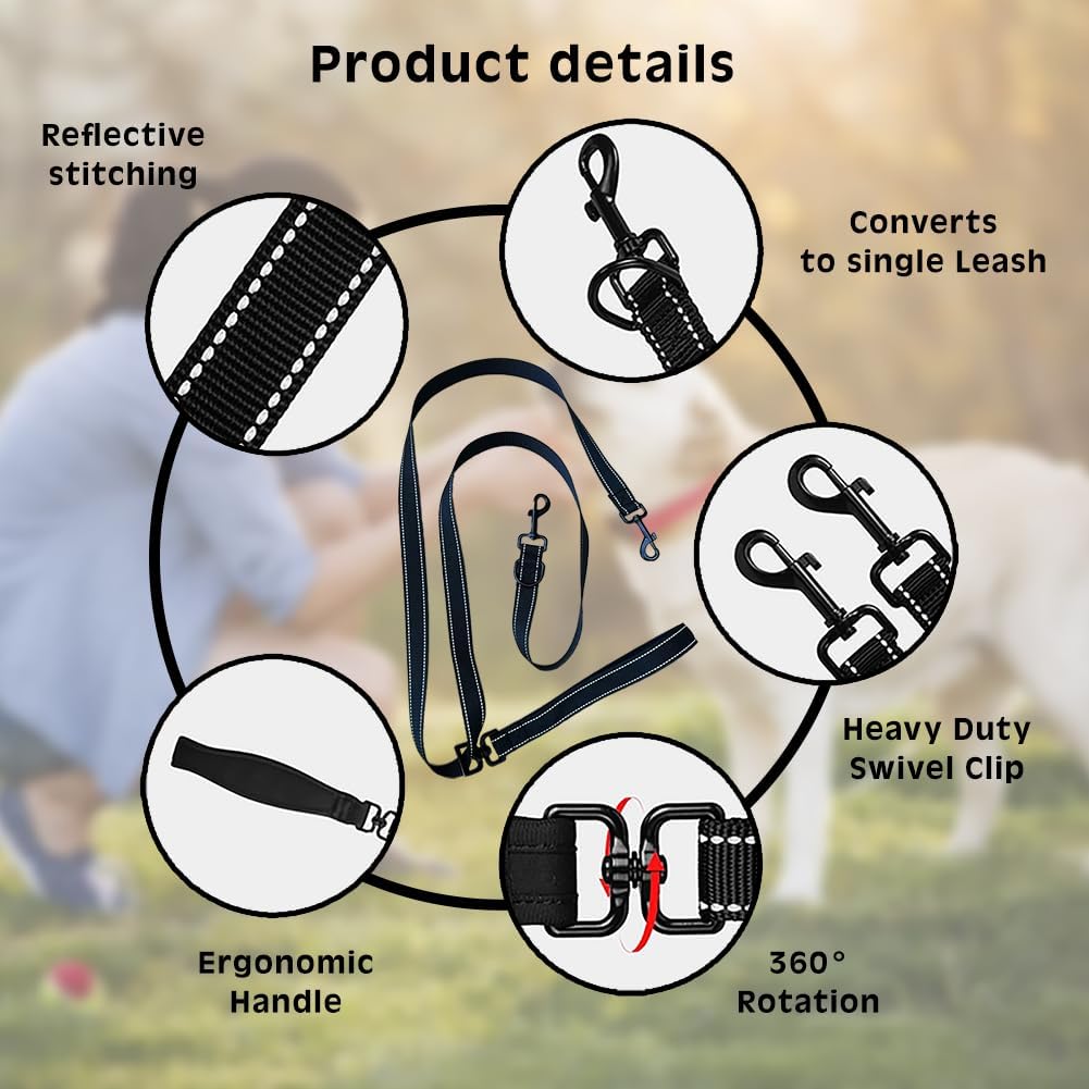 Thumbnail 3 de Double-Ended Reflective Dog Lead — Anti-Pull, Non-Tangle for Medium and Large Dogs