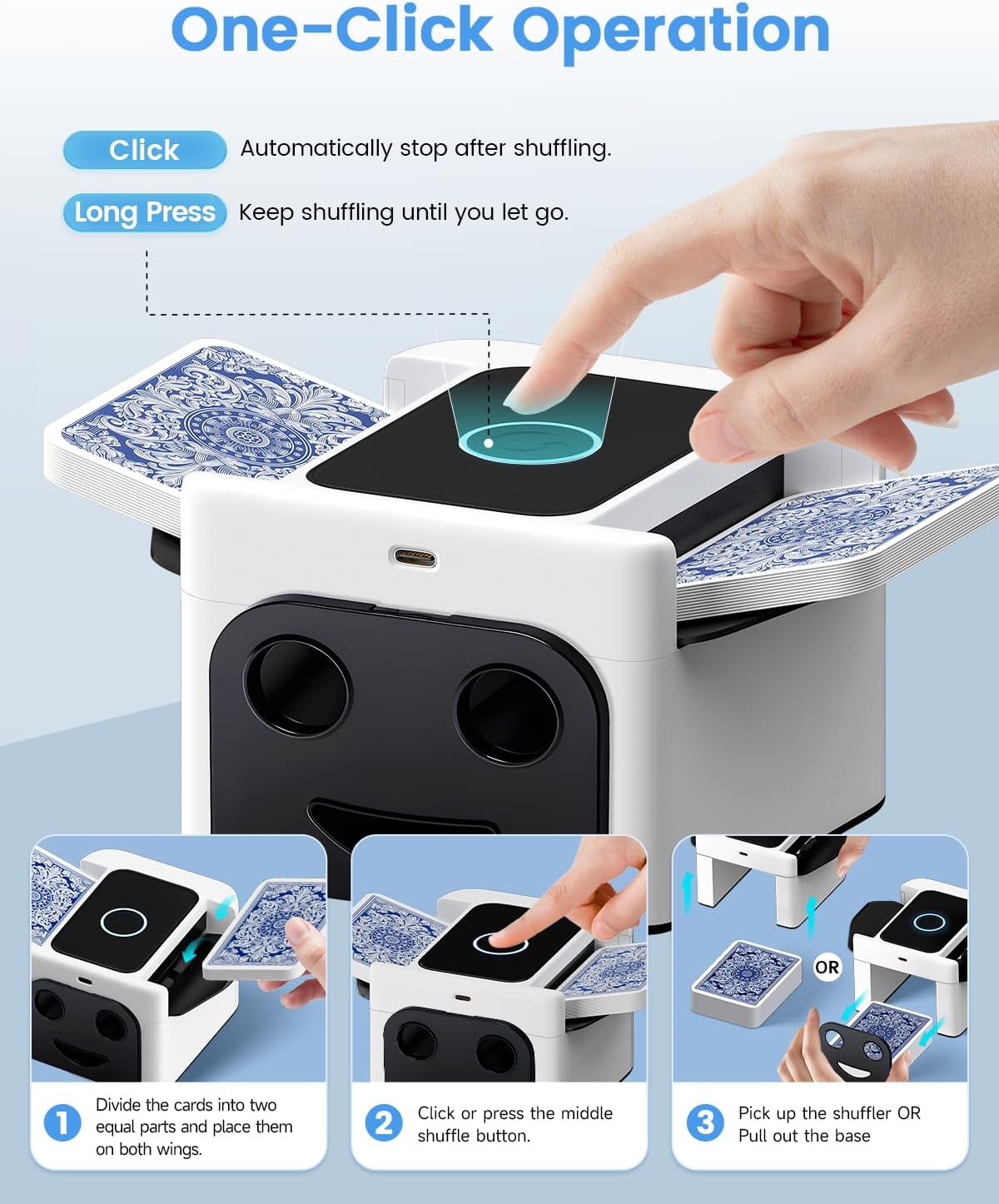 Thumbnail 5 de Gaeymy Kartenmischmaschine UNO – elektrischer automatischer Kartenmischer mit Akku (2000 mAh) und USB‑C