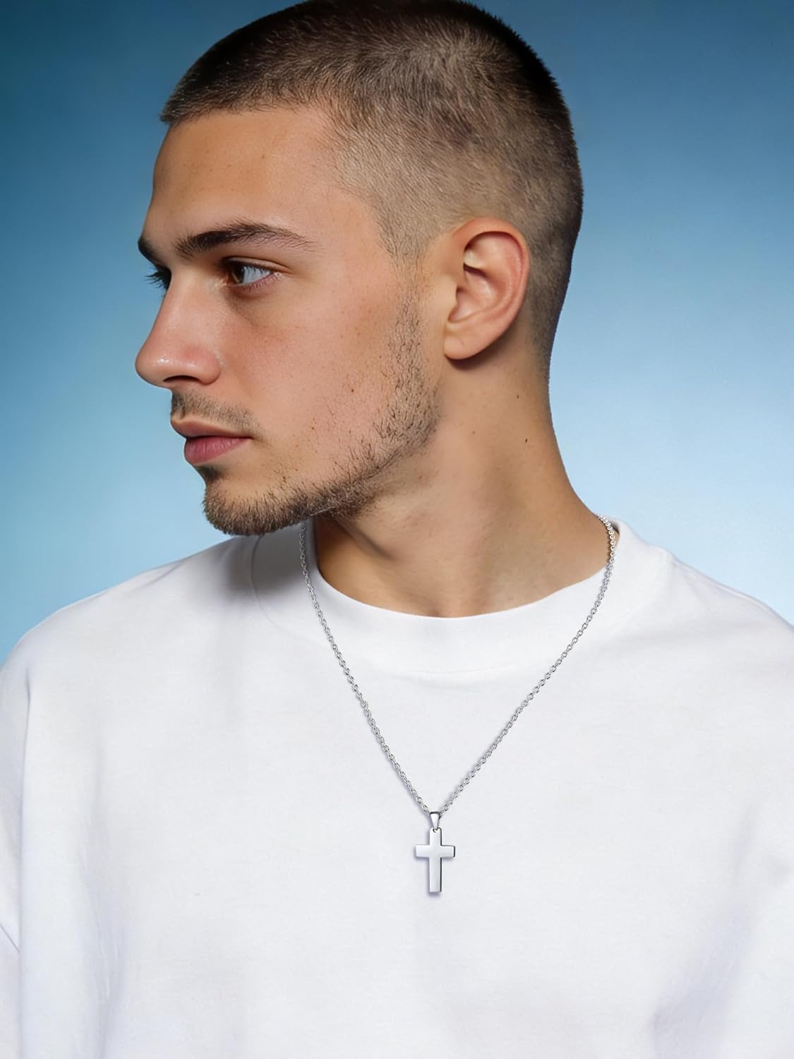 Thumbnail 1 de PROSTEEL Collier croix chrétienne homme en acier inoxydable, pendentif personnalisable