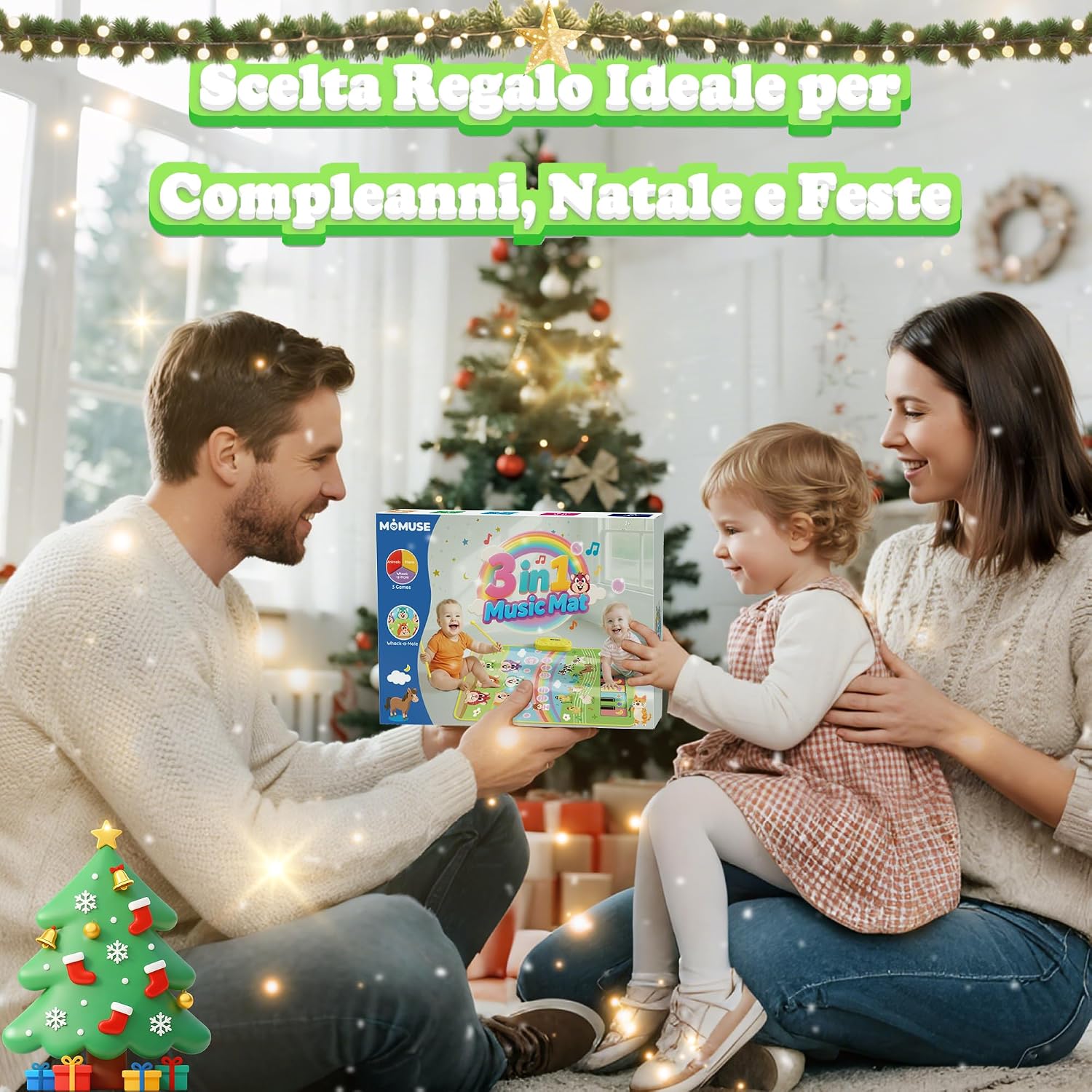 Detalle de MOMUSE Tappeto Musicale con Gioco Colpisci la Talpa 3 in 1 – Tappeto Pianoforte per Bambini 1–5 anni