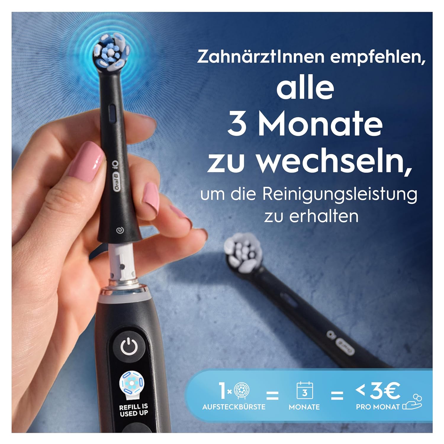 Detalle de Oral-B iO Ultimative Reinigung Aufsteckbürsten – ORIGINAL Zahnbürstenaufsatz, Weiß, 10er Pack