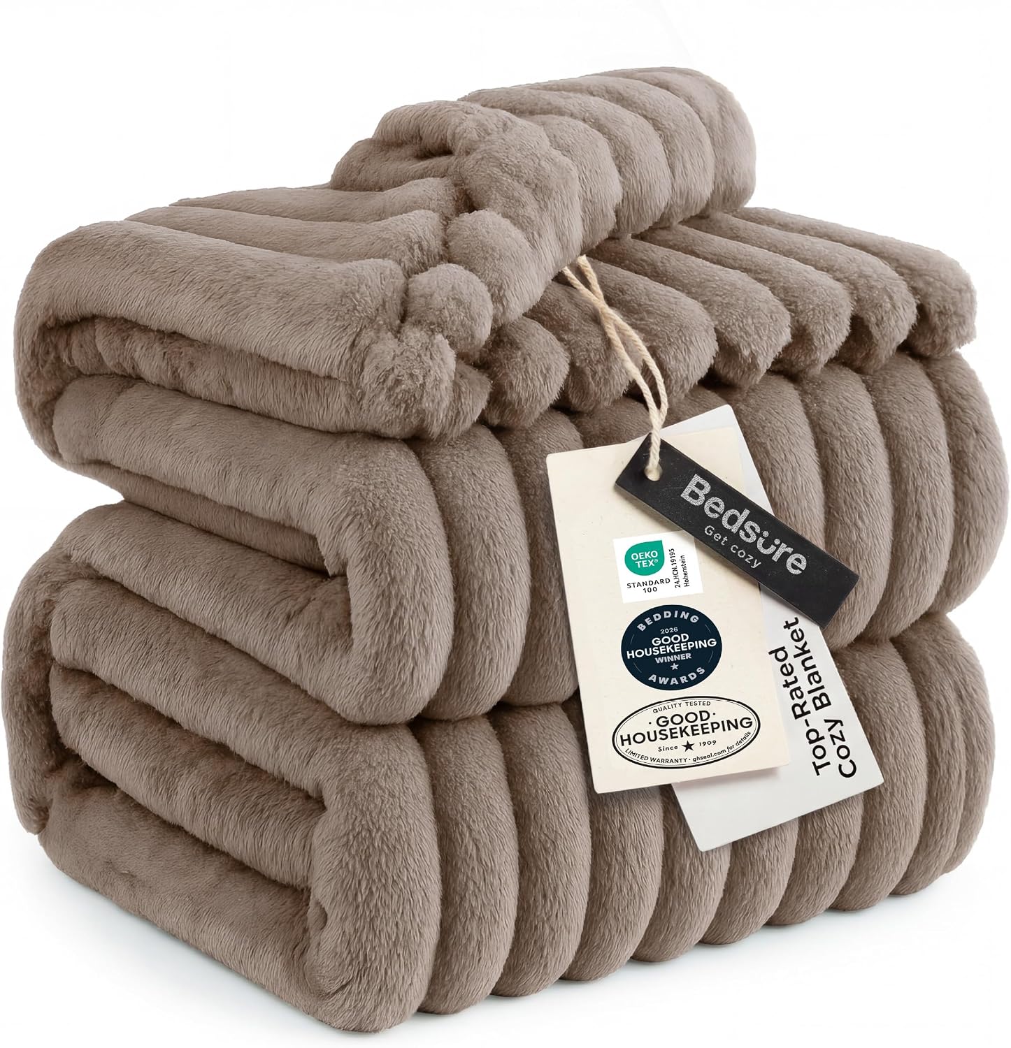 Detalle de Bedsure Blanket-Chunky Corduroy King Size Fleece Blanket, Taupe, 108" x 90