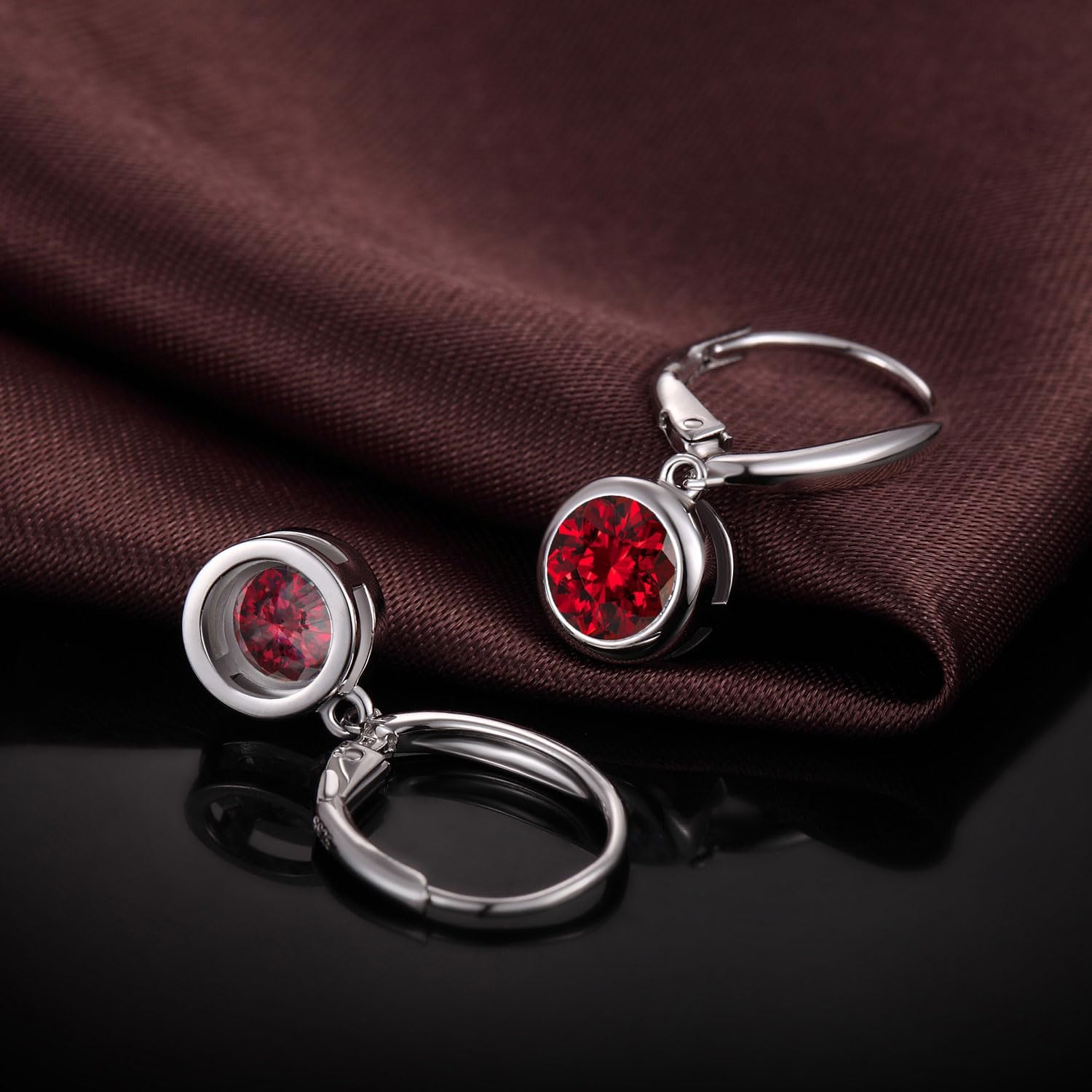 Thumbnail 4 de Jiamiaoi Weißgold-überzogene Hängeohrringe mit Zirkonia (925 Sterling Silber) – Tropfenohrringe in Silber/Roségold