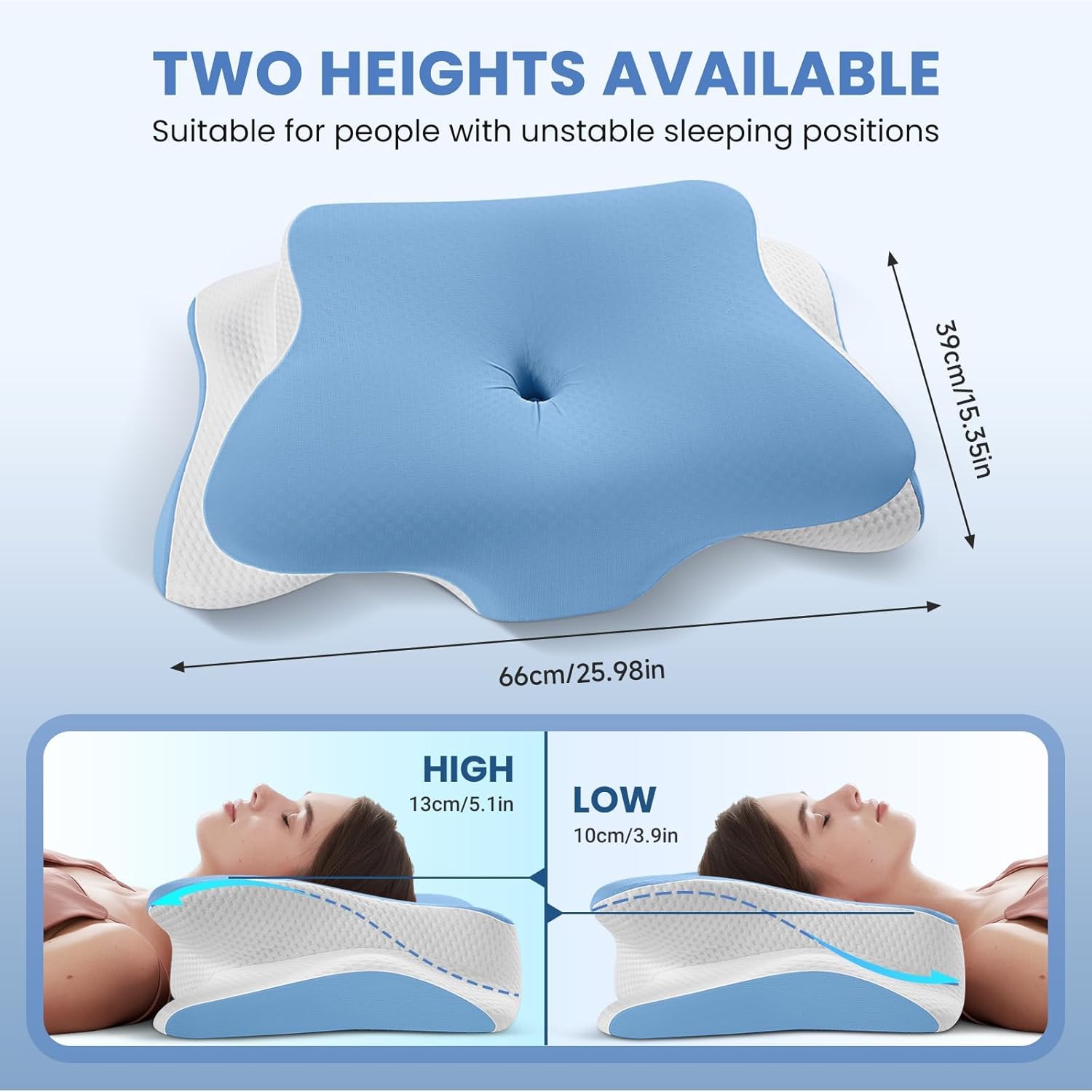 Thumbnail 2 de A-Pce Memory Foam Pillow (Orthopedic Cervical Support) with Cooling Ice Silk Pillowcase