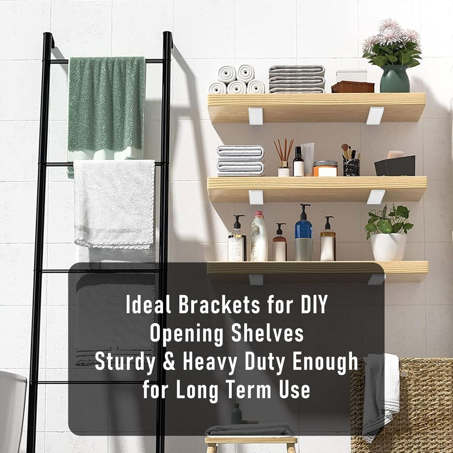 Thumbnail 5 de 8 Pack 15cm Floating Shelf Brackets (Heavy Duty Steel L Braces) – White