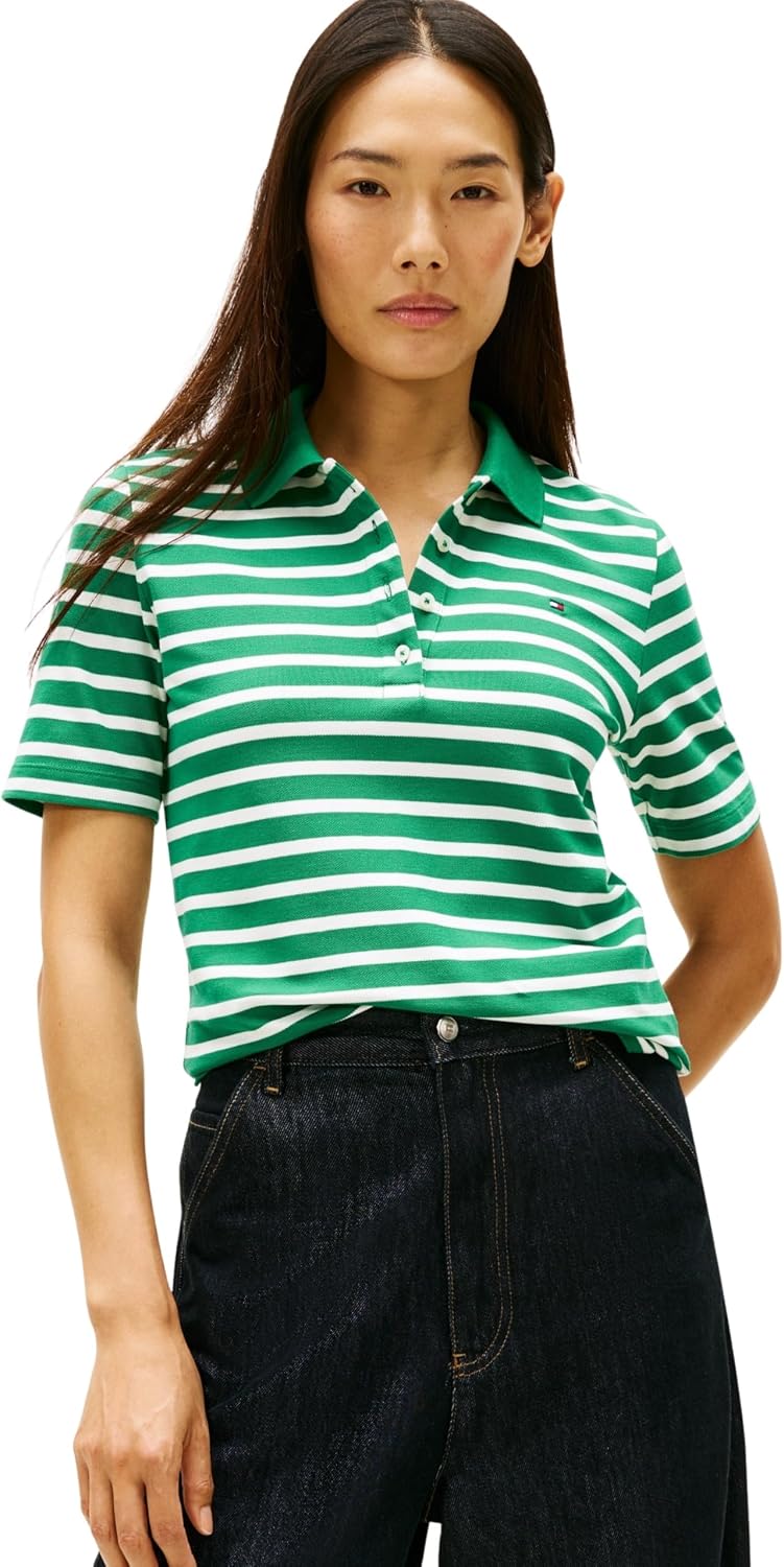 Detalle de Tommy Hilfiger 1985 REG Pique Polo SS – Regular-Fit Polo aus Bio-Baumwolle