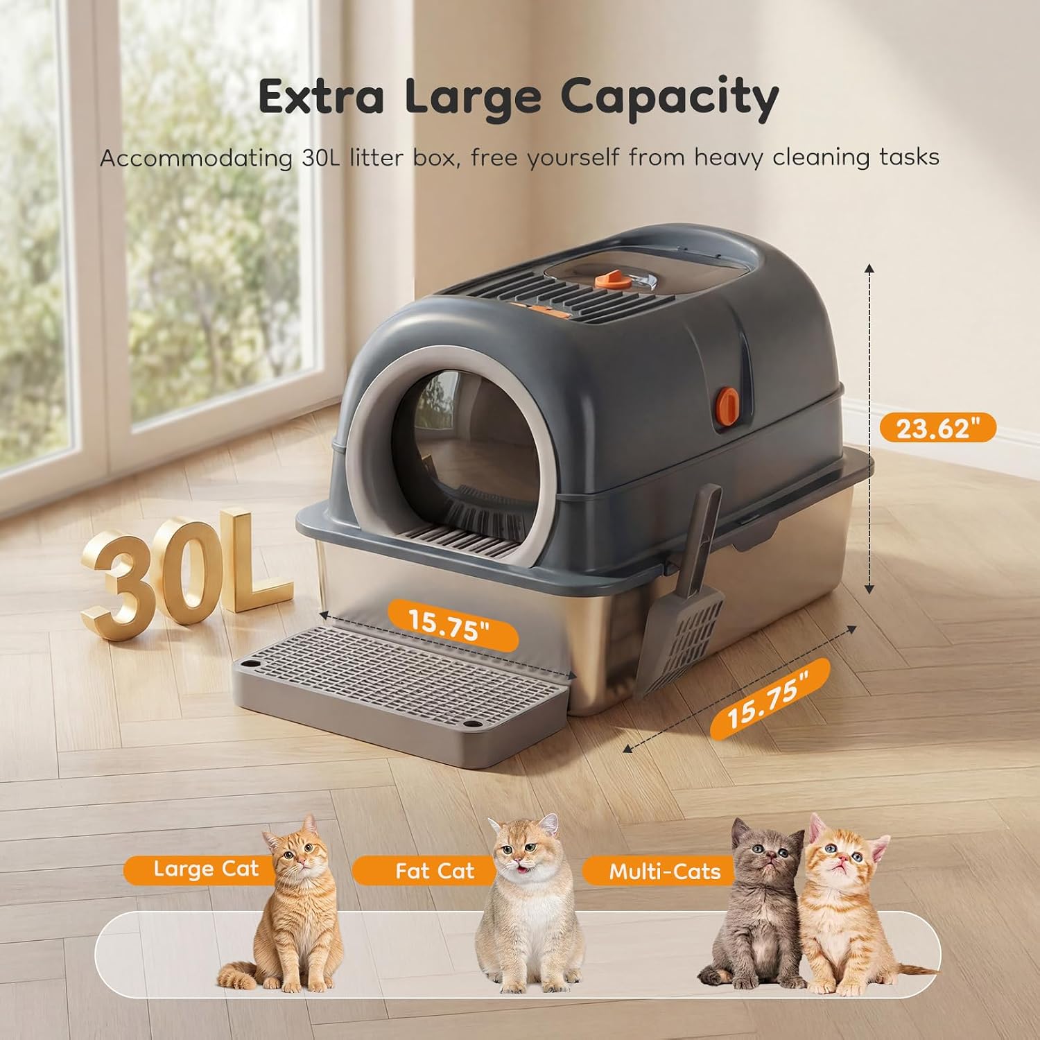 Thumbnail 5 de Aidoly Cat Litter Box, 30L