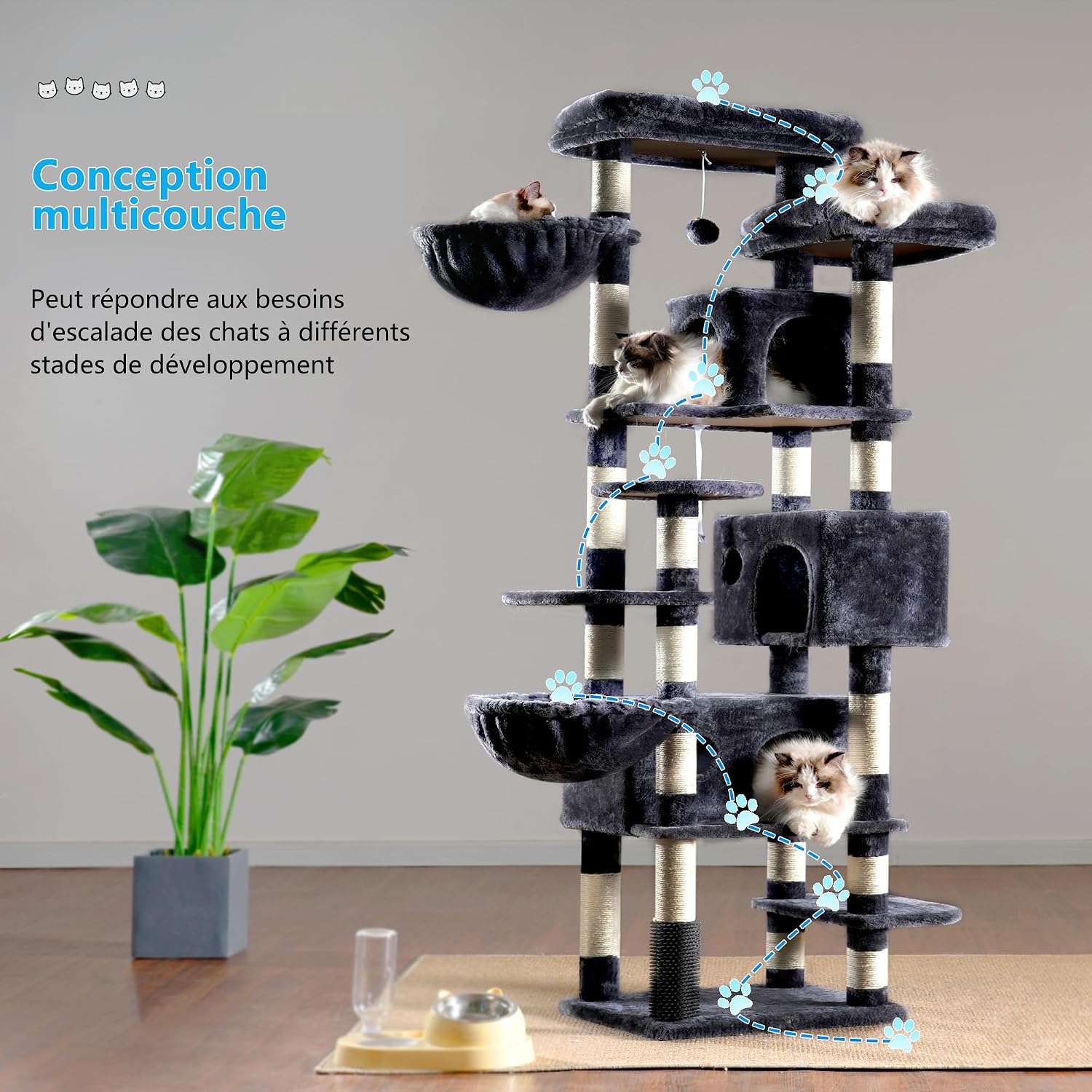 Detalle 2 de Hey-brother Arbre Ă Chat XXL 188 cm đ±