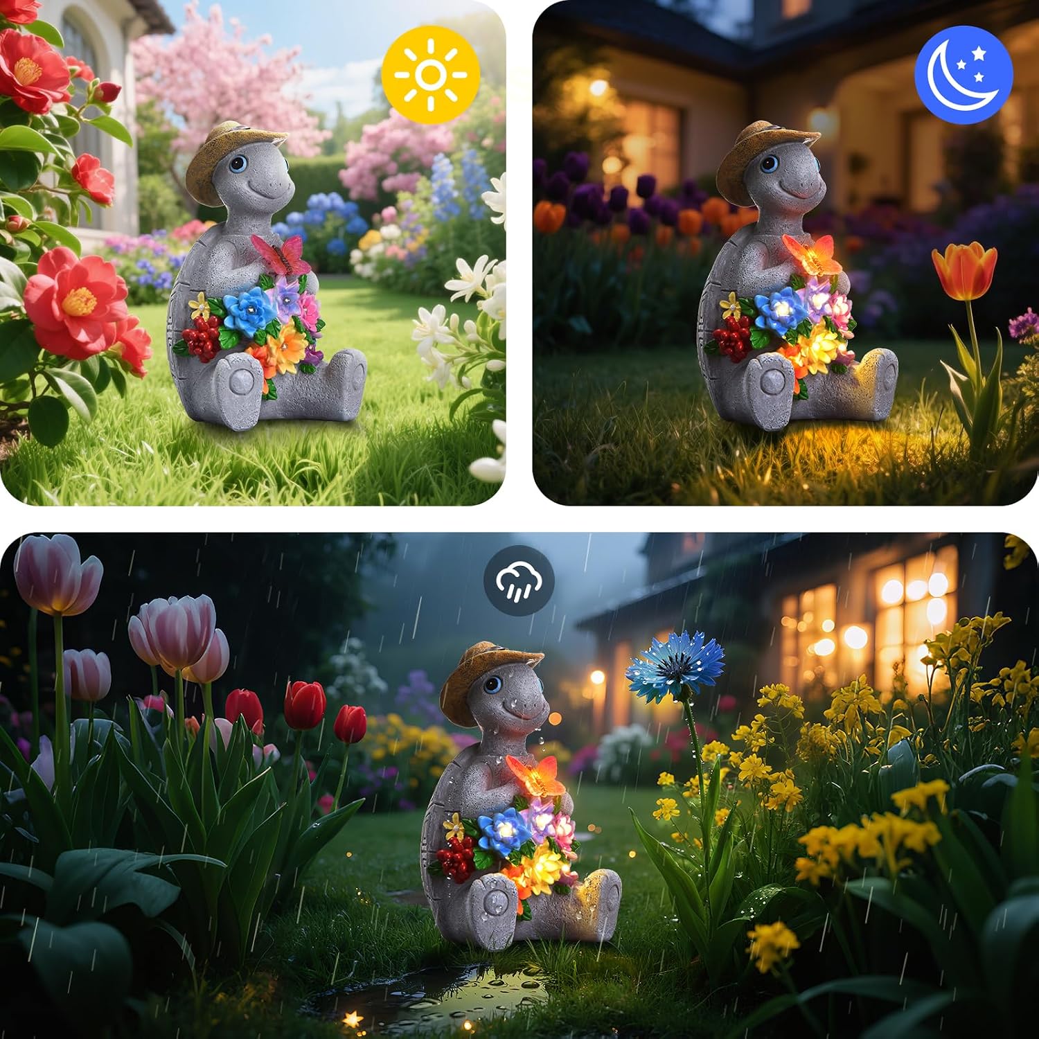 Thumbnail 5 de footreal Turtle Solar Garden Ornament 19×12×10.5cm