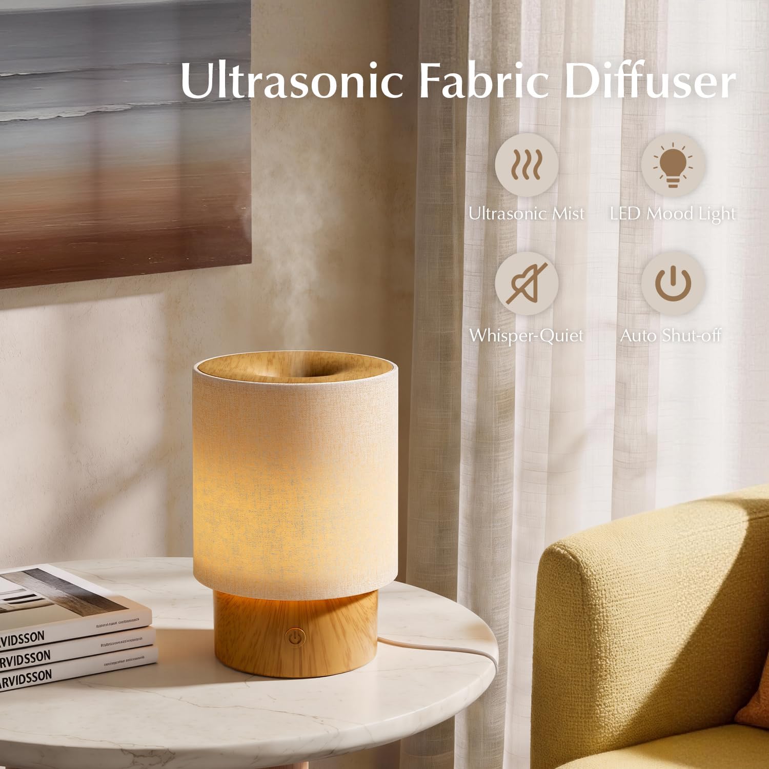 Detalle de ARVIDSSON 200315 Essential Oil Diffuser, 100 mL Ultrasonic with Fabric Cover