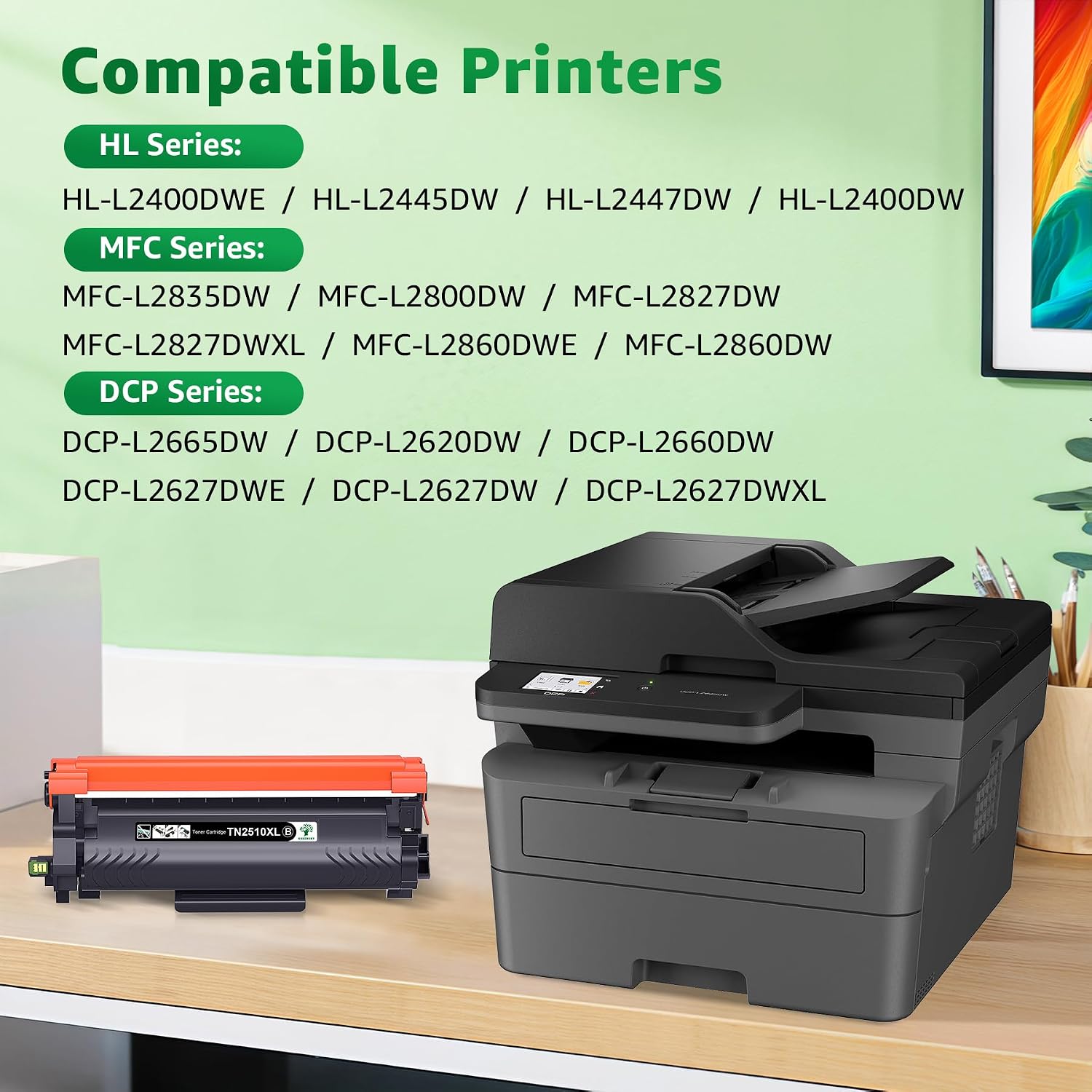 Detalle de GREENSKY TN2510XL toner 1 Black for Brother printers 🖨