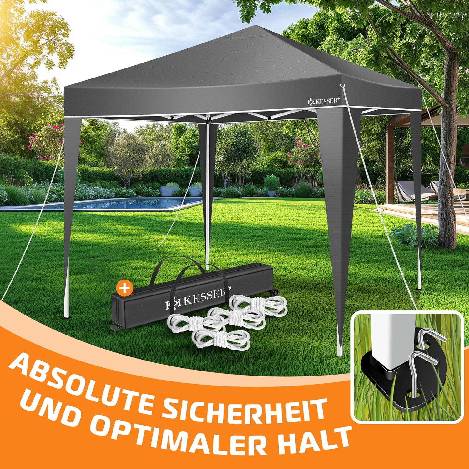 Thumbnail 2 de KESSER Pavillon Faltpavillon 3x3m – stabil, höhenverstellbar, UV-Schutz 50+