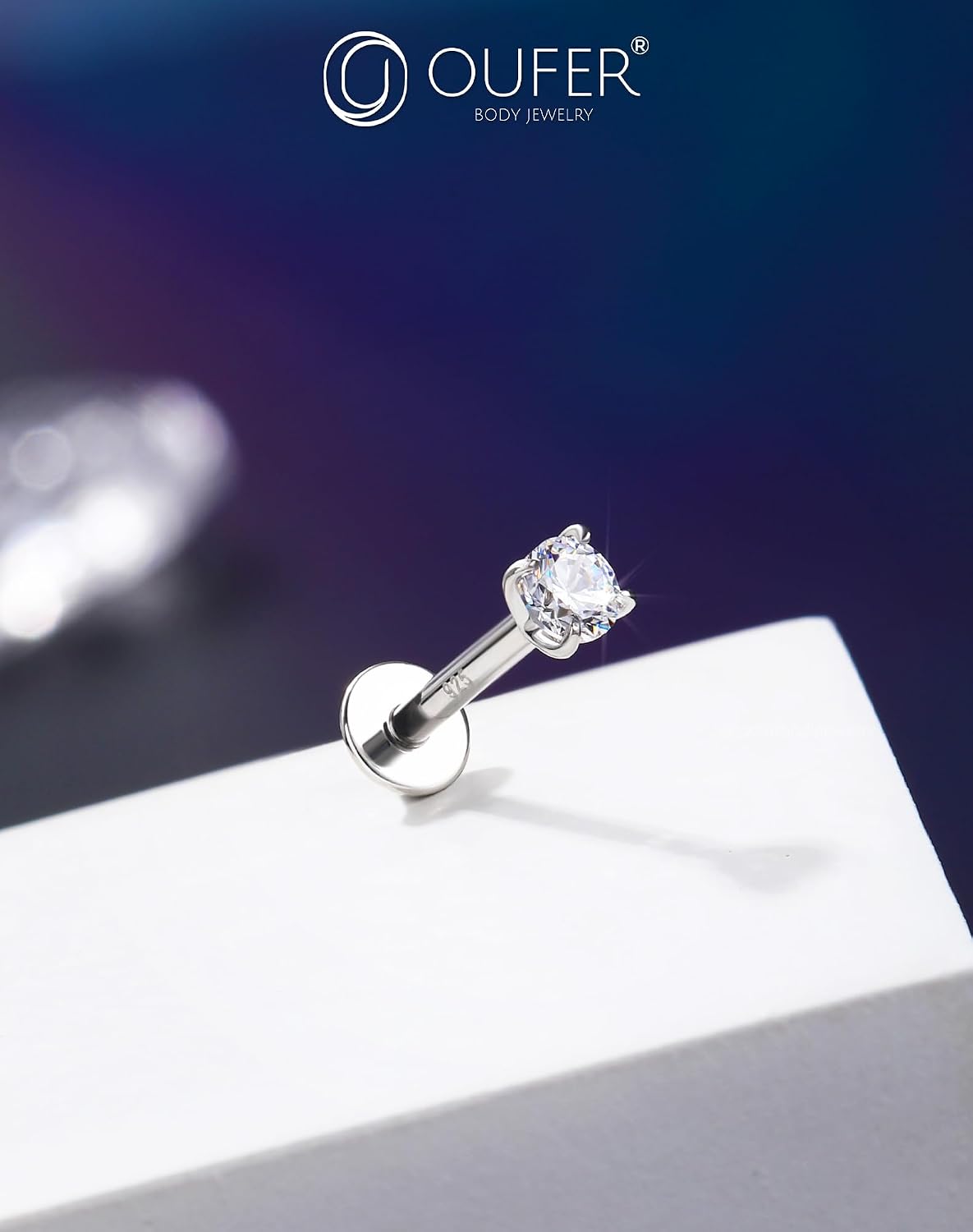 Thumbnail 2 de OUFER 16G Helix Argent 925 Zircon 3 mm