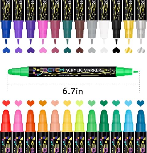 Thumbnail 7 de Betem 24 Colors Dual Tip Acrylic Paint Markers – Dual Tip Craft Kit for Fabric & More