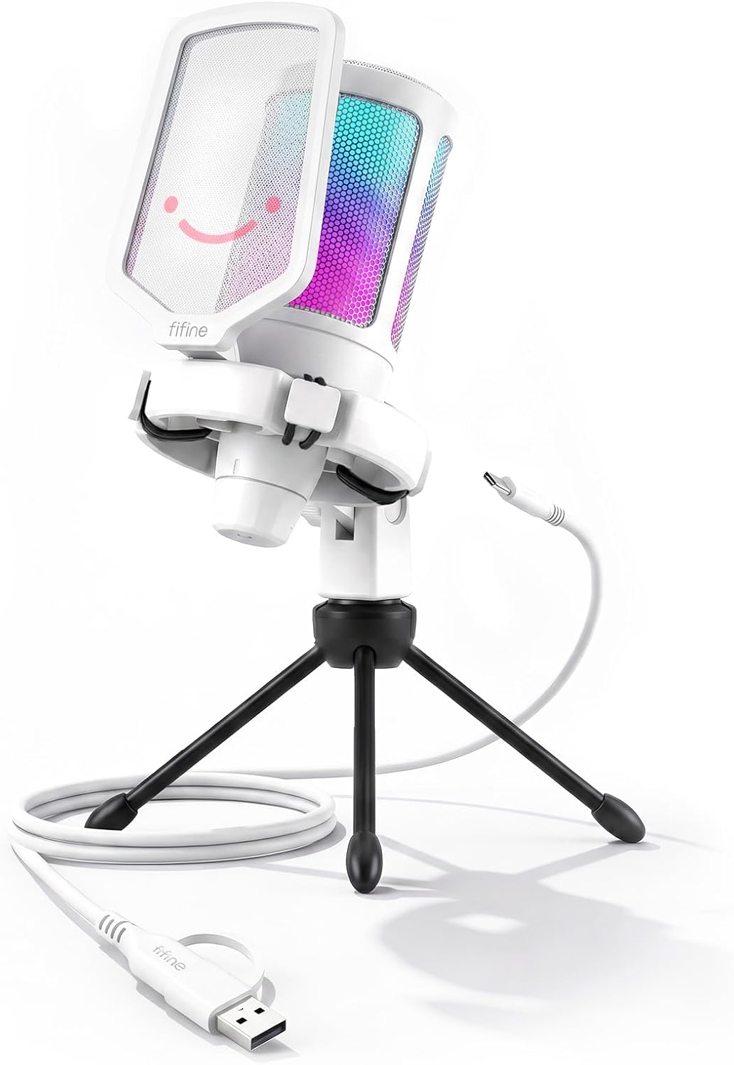 Thumbnail 6 de FIFINE Gaming Mikrofon PC mit Arm – USB-Kondensator mit Stummschalttaste, RGB-Beleuchtung und stabilem Schwenkarm