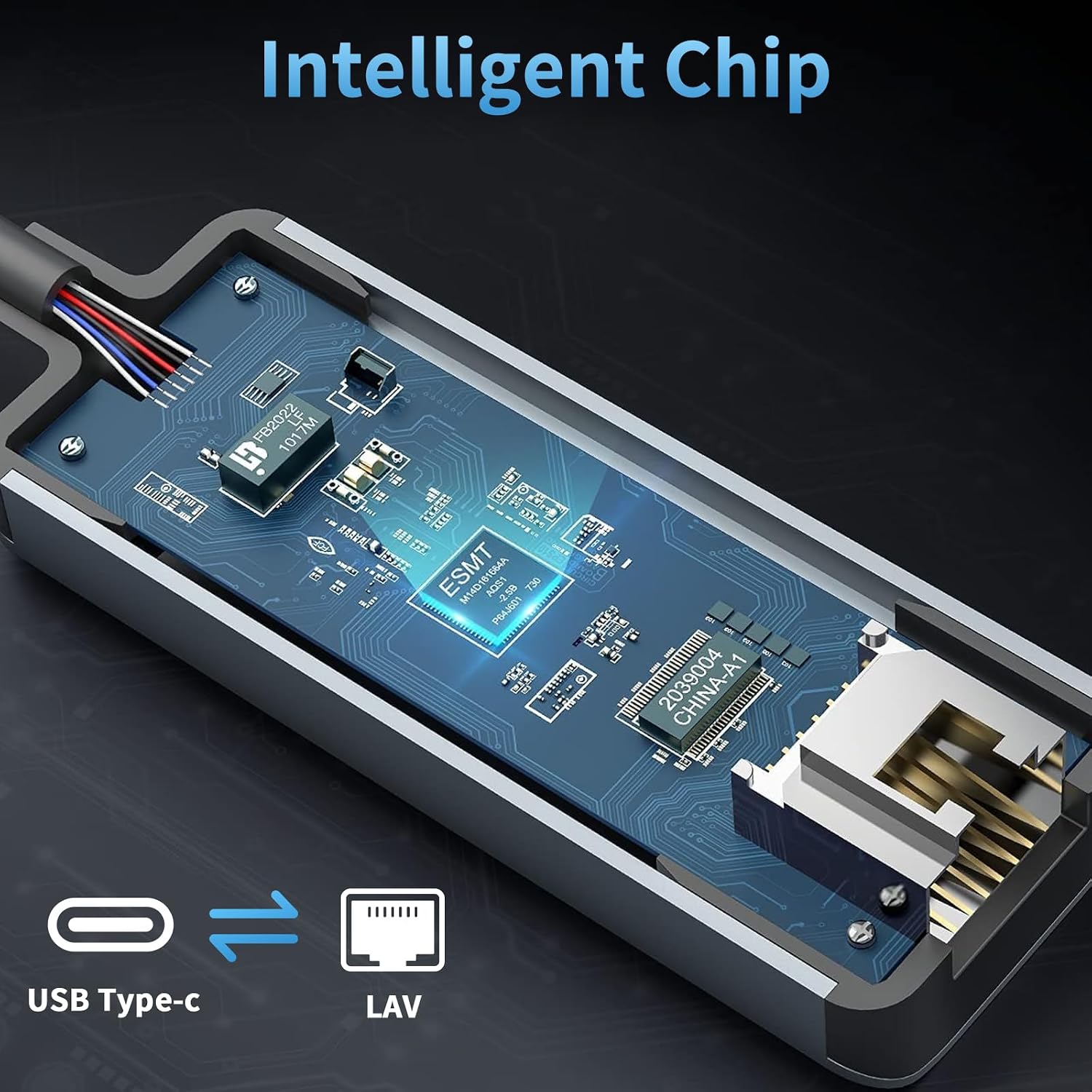 Detalle 2 de YIIFELL USB-C auf Ethernet Adapter – Gigabit-LAN für Mobilgeräte und Notebook