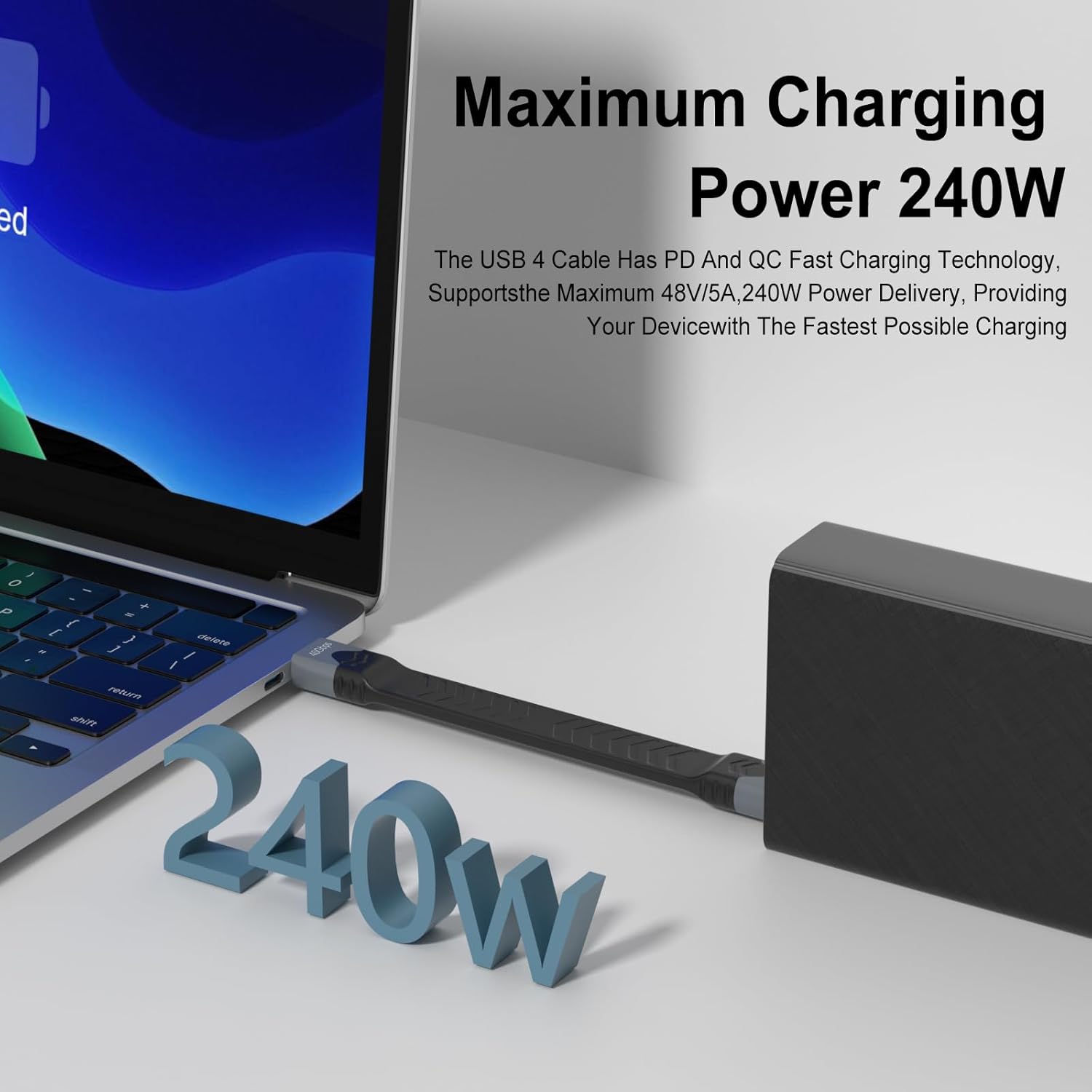 Thumbnail 3 de Short USB-C to USB-C Cable (40Gbps, USB 3.2 Gen 2) for Fast Charging and 4K Output
