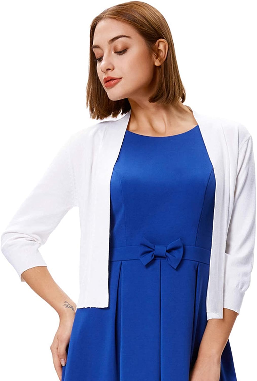 Thumbnail 4 de Grace Karin Women Cardigan Sweaters: Lightweight Cropped Knit with 3/4 Sleeves