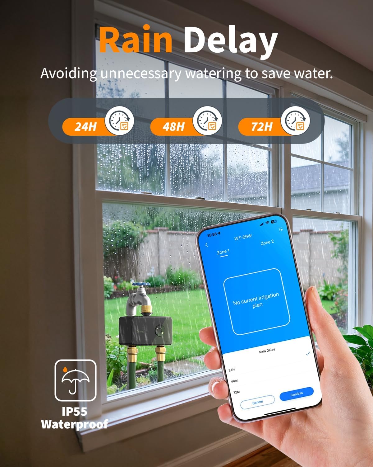 Thumbnail 5 de Diivoo WiFi Sprinkler Timer (2 Zone) smart hose & tap controller with app and Alexa/Google support