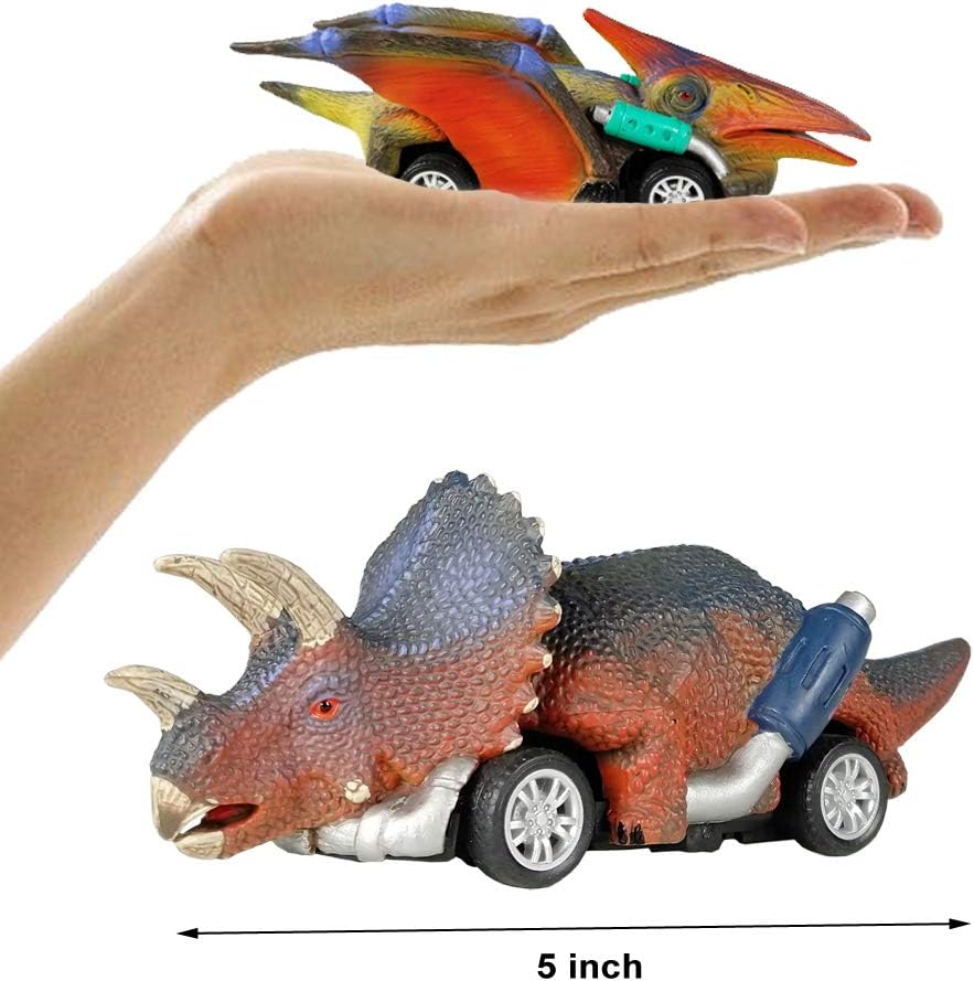 Detalle de DINOBROS 6-Pack Dinosaur Pull Back Cars: Fun Dino Roadsters for Toddlers and Kids