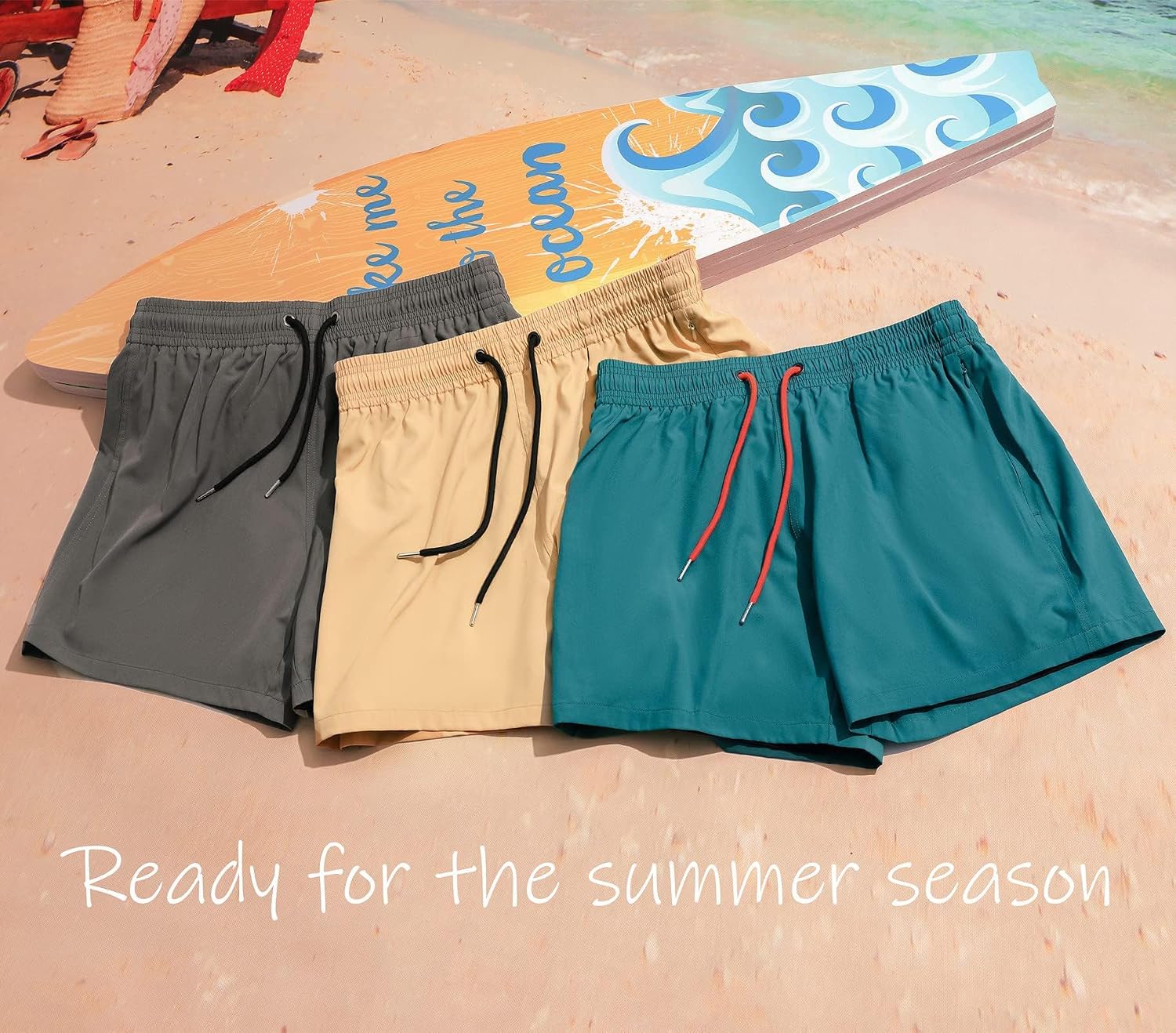 Detalle 2 de BRISIRA 5-Inch Swim Trunks with Compression Liner and Zipper Pockets