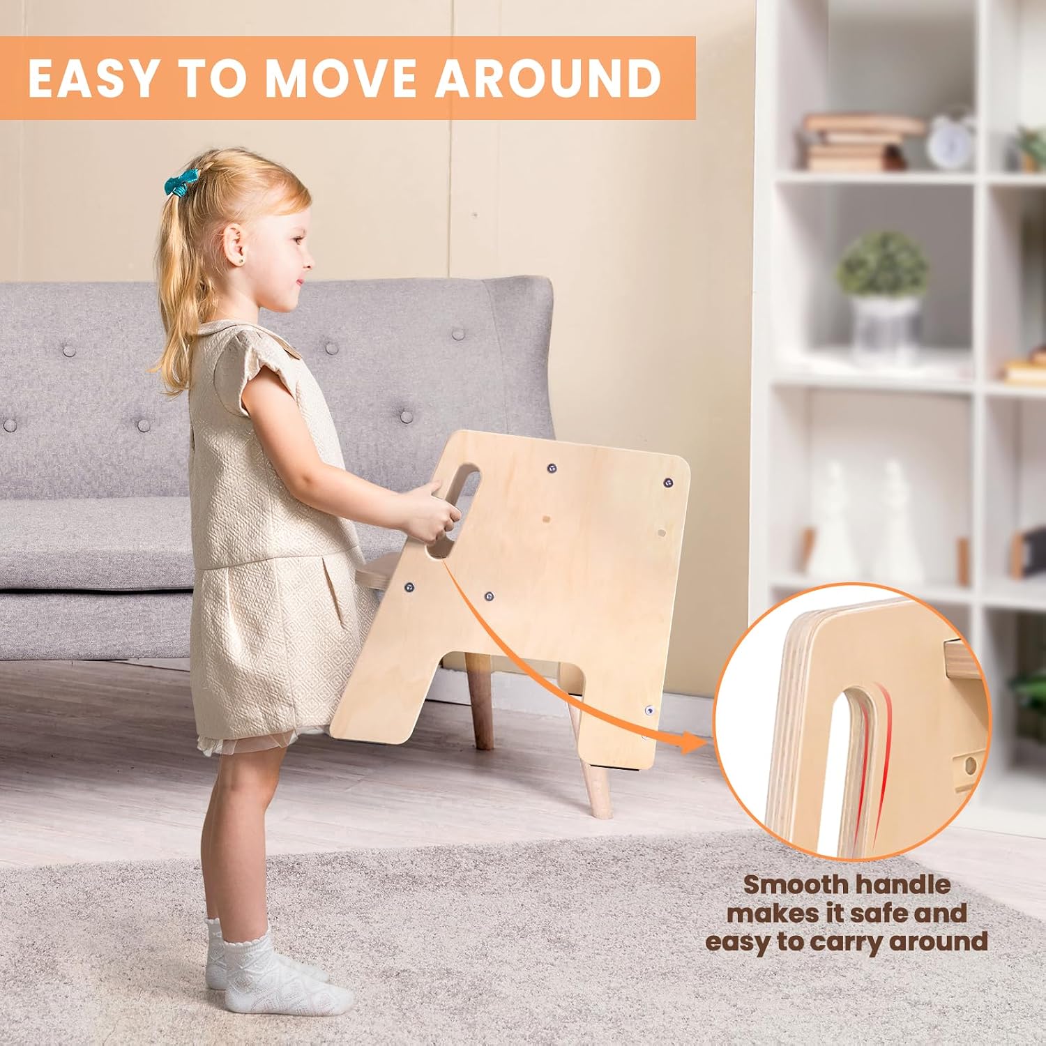 Thumbnail 4 de Woodure WD1357 Wooden Toddler Step Stool, 2 Steps, Adjustable Height