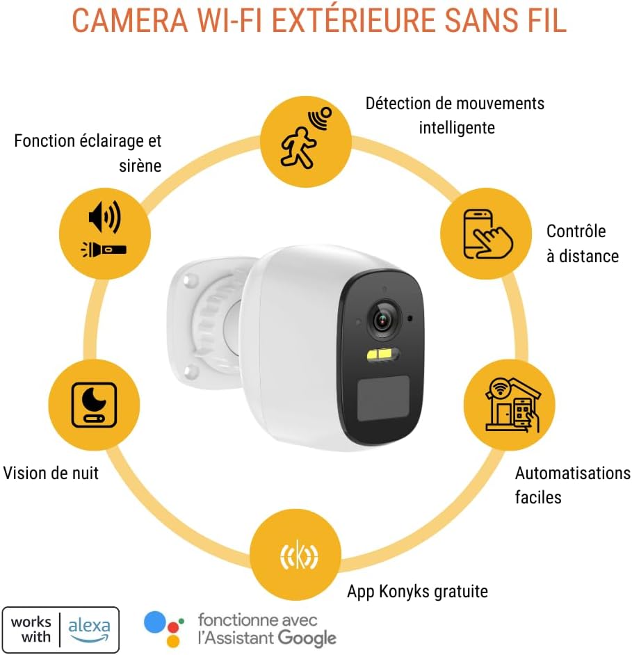 Detalle 2 de Konyks Camini Air SE caméra extérieure sans fil avec sirène