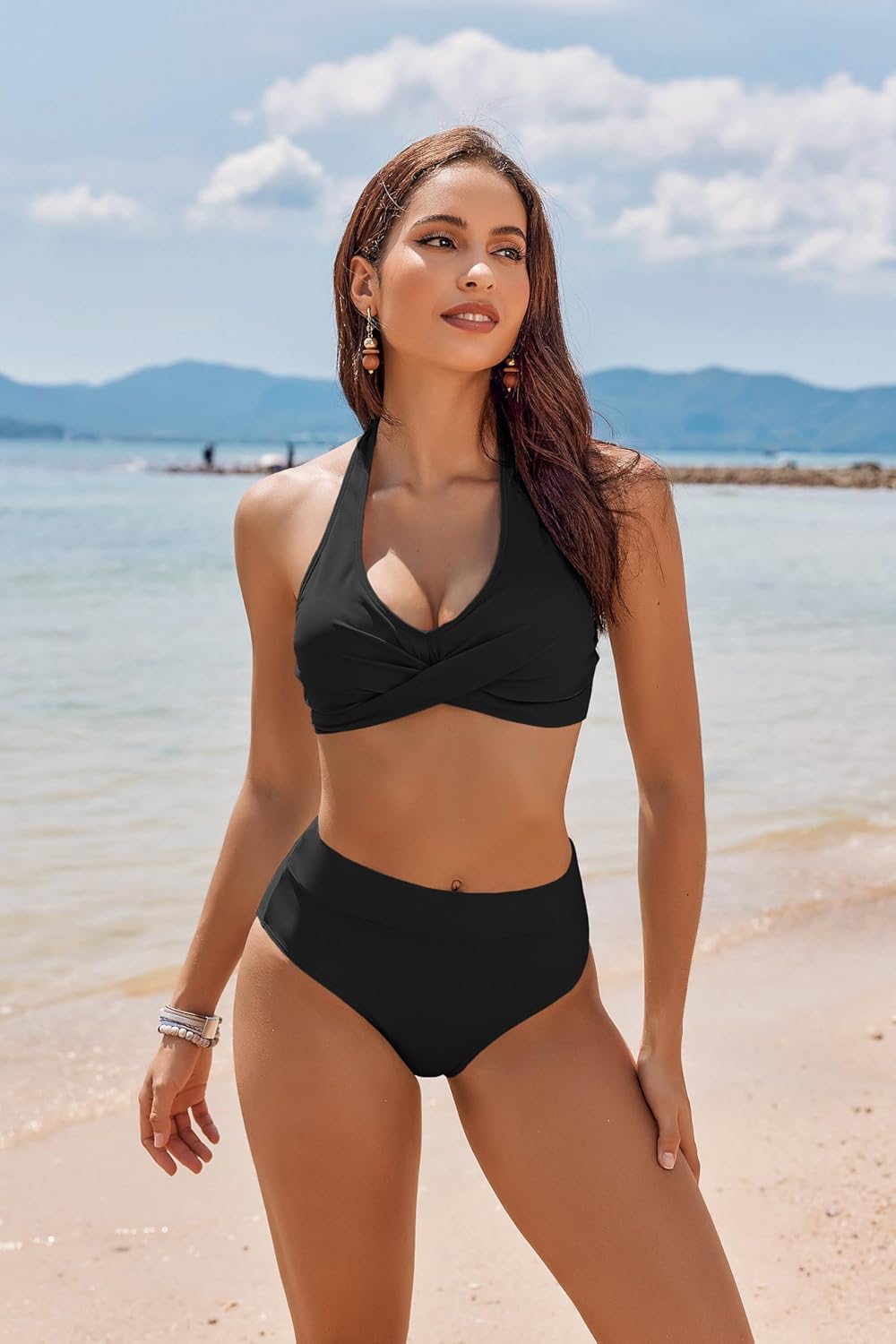 Thumbnail 1 de Ekouaer Bikini Damen Set Push Up – Zweiteiliges High-Waist Neckholder Bademode