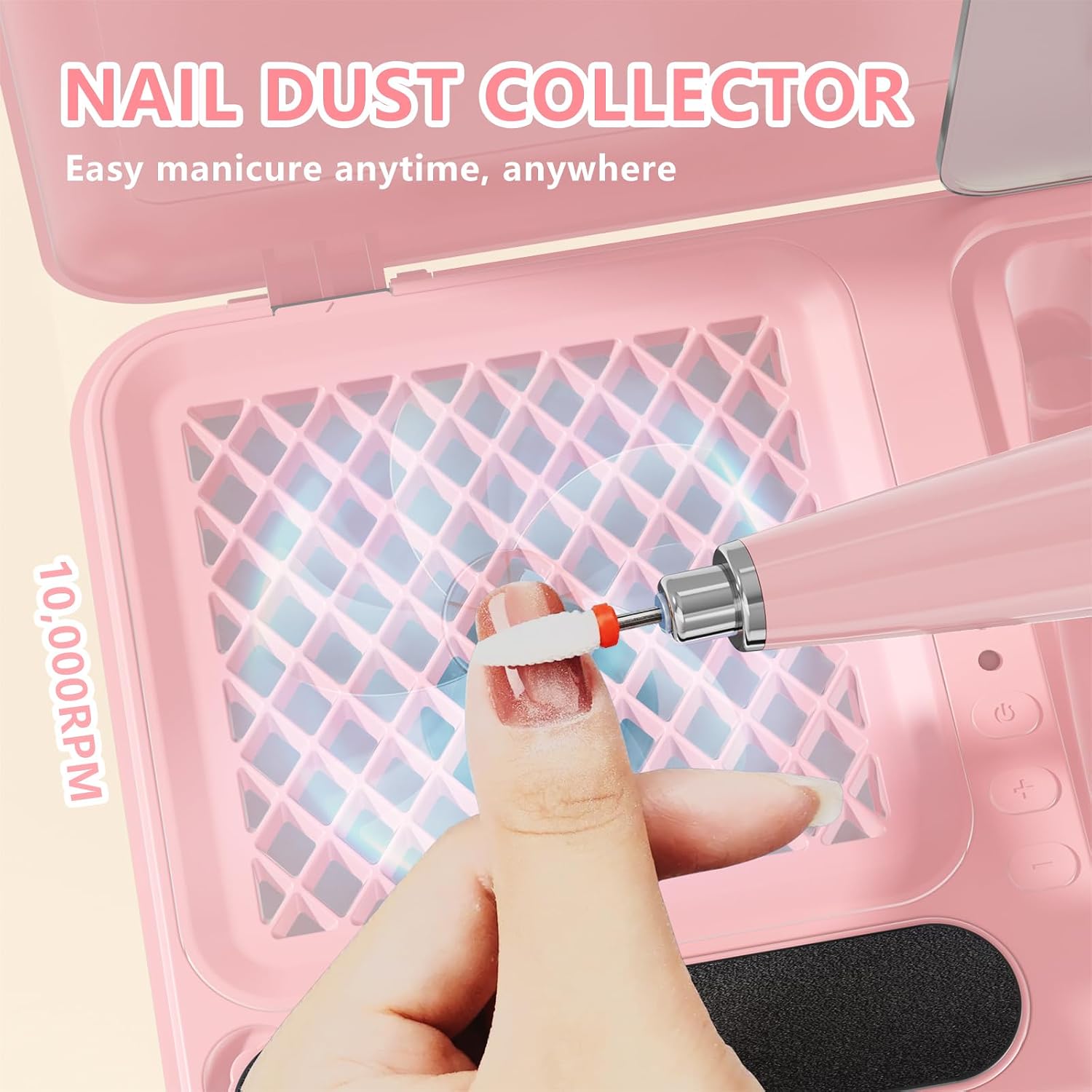 Detalle de SYTUNG Electric Nail Drill Professional - 15000RPM Cordless Kit (Pink)
