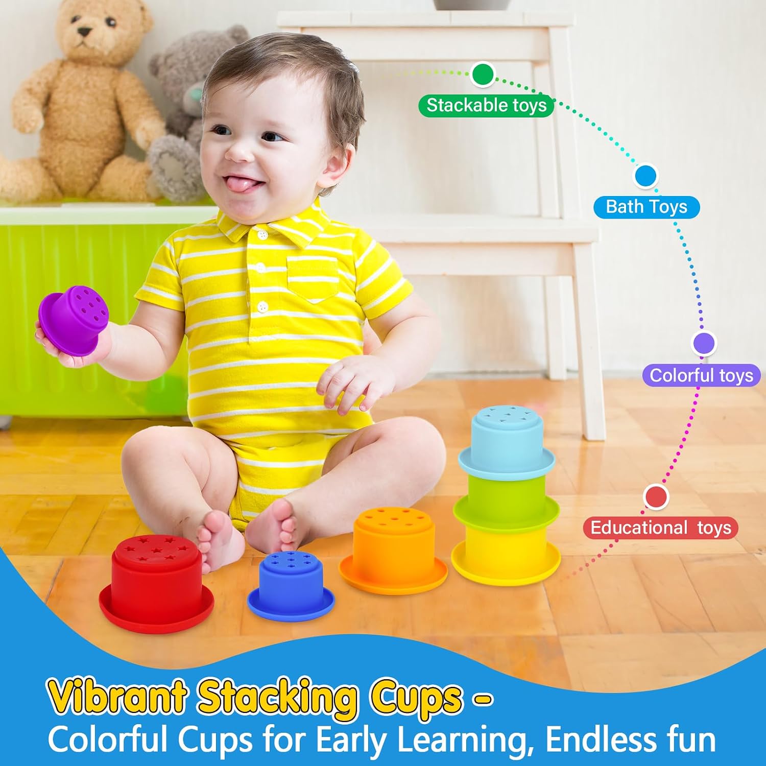 Detalle de KMTJT Montessori Toys for 1 Year Old Toddlers — A Complete Learning Set in Wooden Montessori Style