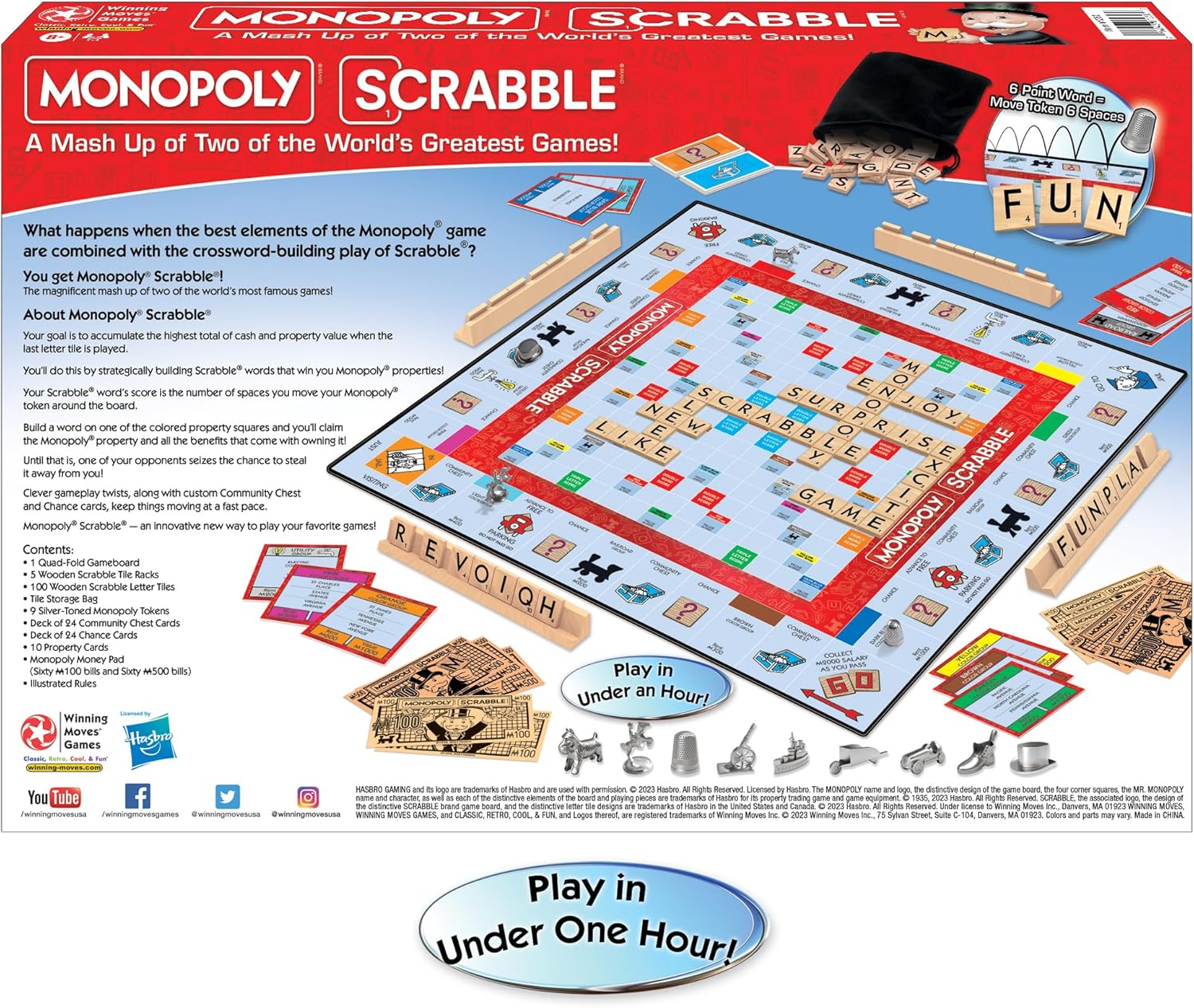 Detalle de Winning Moves Monopoly Scrabble Game 2โ4 Players ๐ฒ