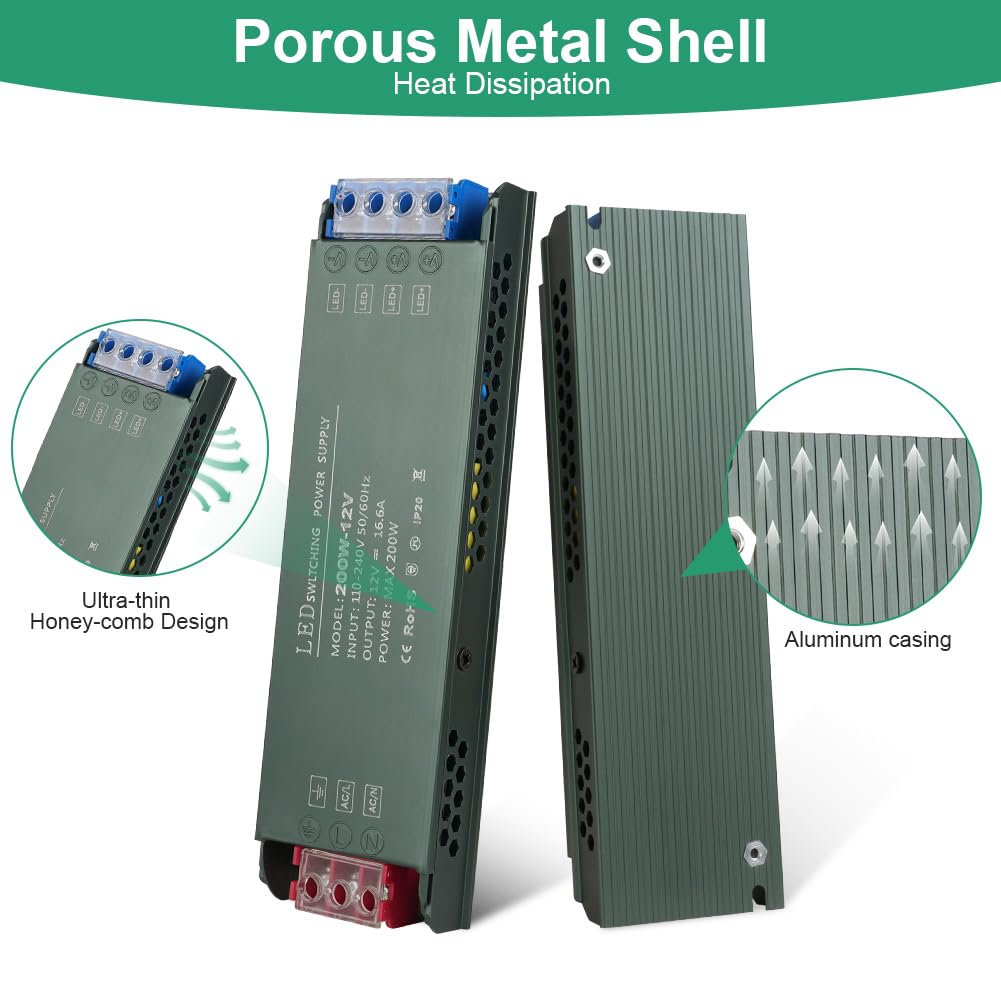 Thumbnail 5 de URAQT Trasformatore 220V→12V, alimentatore LED 200W ultra sottile (driver a tensione costante)