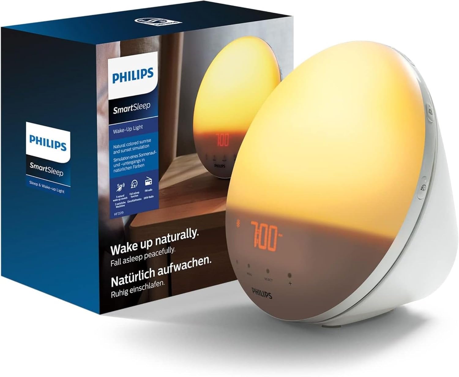 Detalle de Philips Eveil lumière HF3519/01 – Réveil lumineux avec Lever du soleil et radio FM