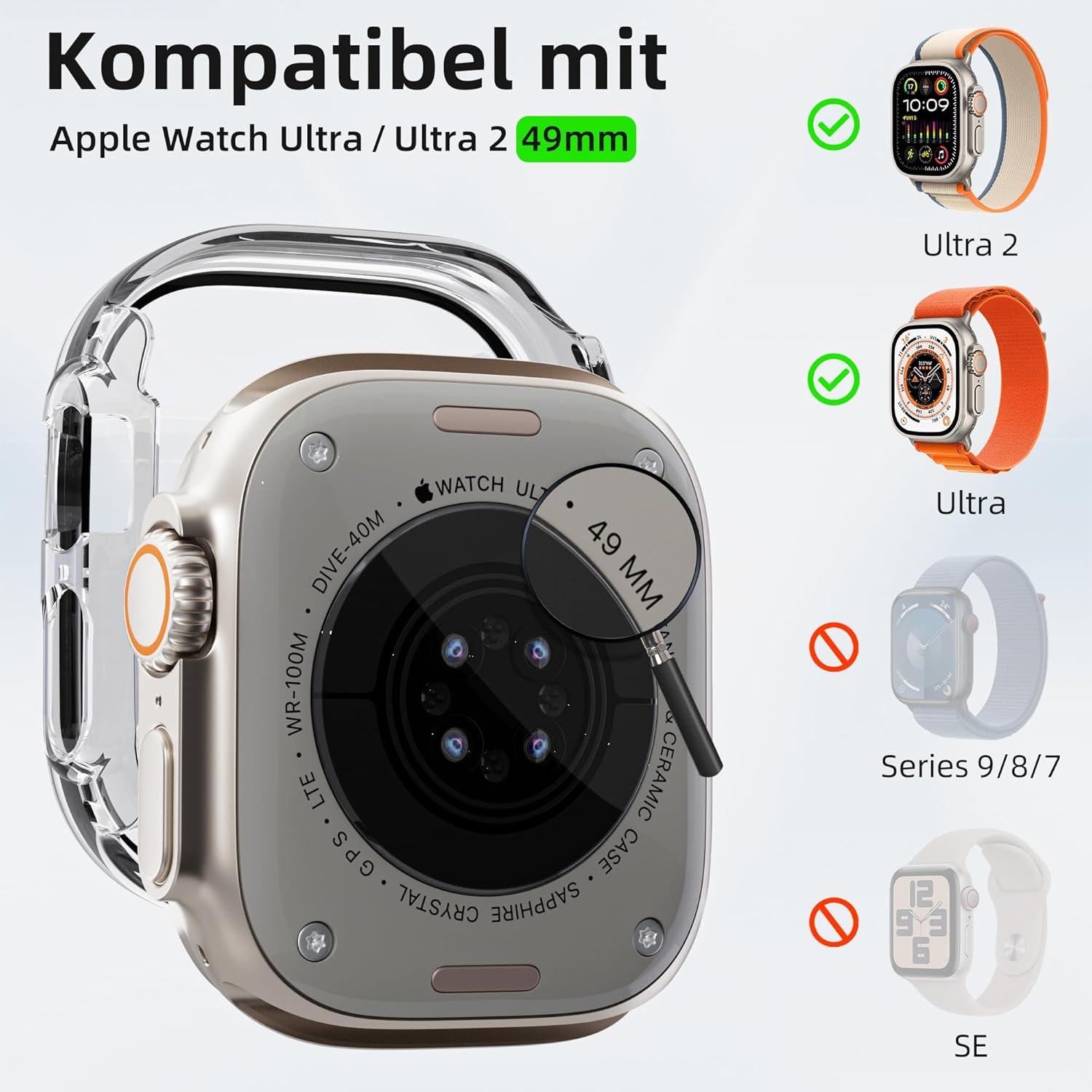 Thumbnail 1 de LINTEKER Hülle mit Displayschutz für Apple Watch Ultra 49 mm (Ultra 3/Ultra 2) – 2er Set