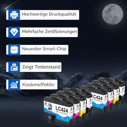 Detalle de DOUBLE D LC424 Patronen-Set für Brother DCP-J1200W/WE – 8er Pack