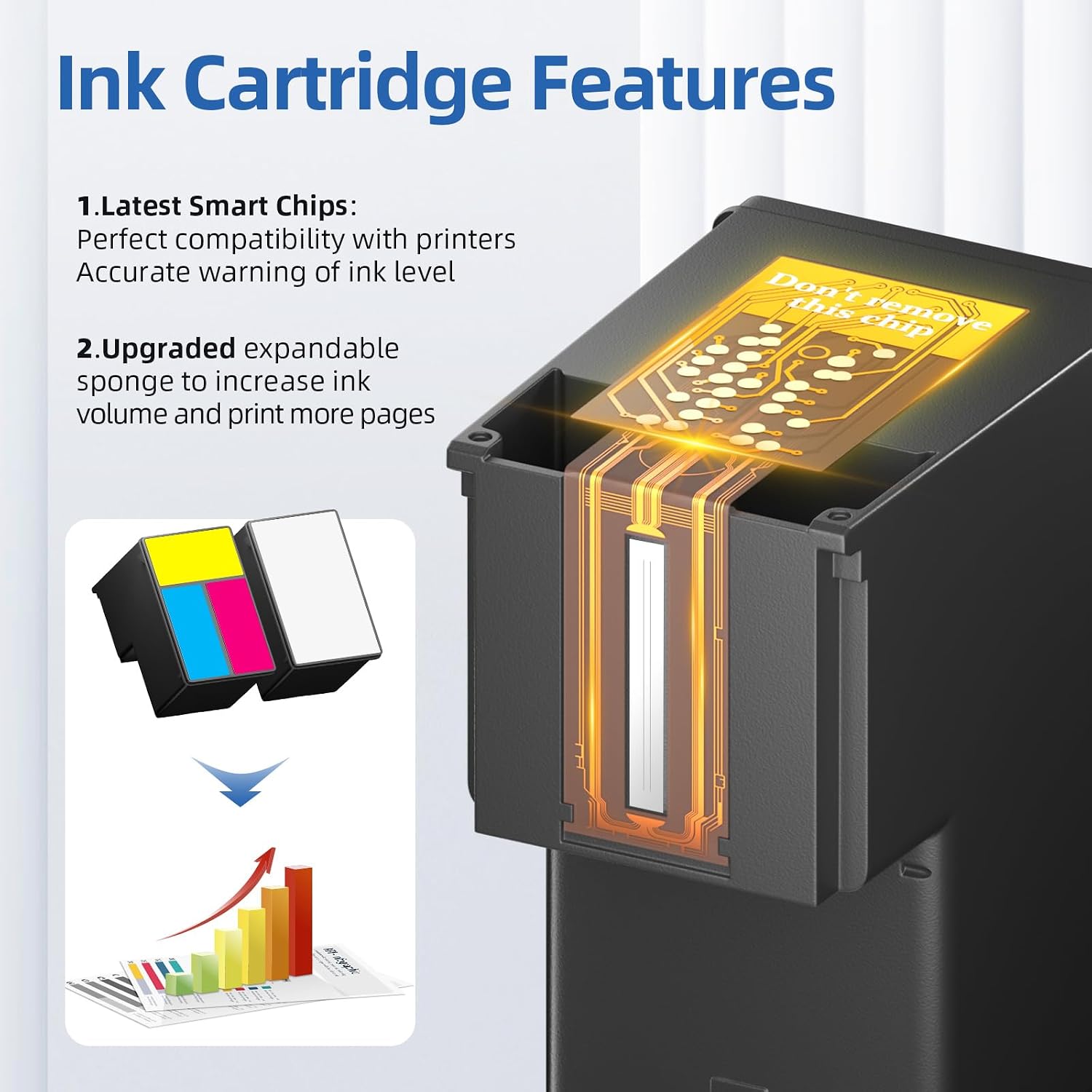 Detalle 1 de INKGAGE 67XL Compatible Ink Cartridges, Black and Color Combo Pack