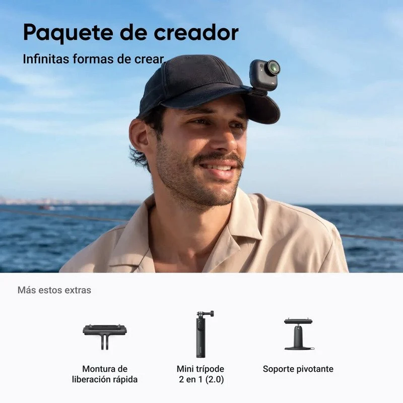 Detalle 2 de Insta360 GO Ultra Creator Bundle 4K UHD: cámara deportiva ultracompacta para cine móvil