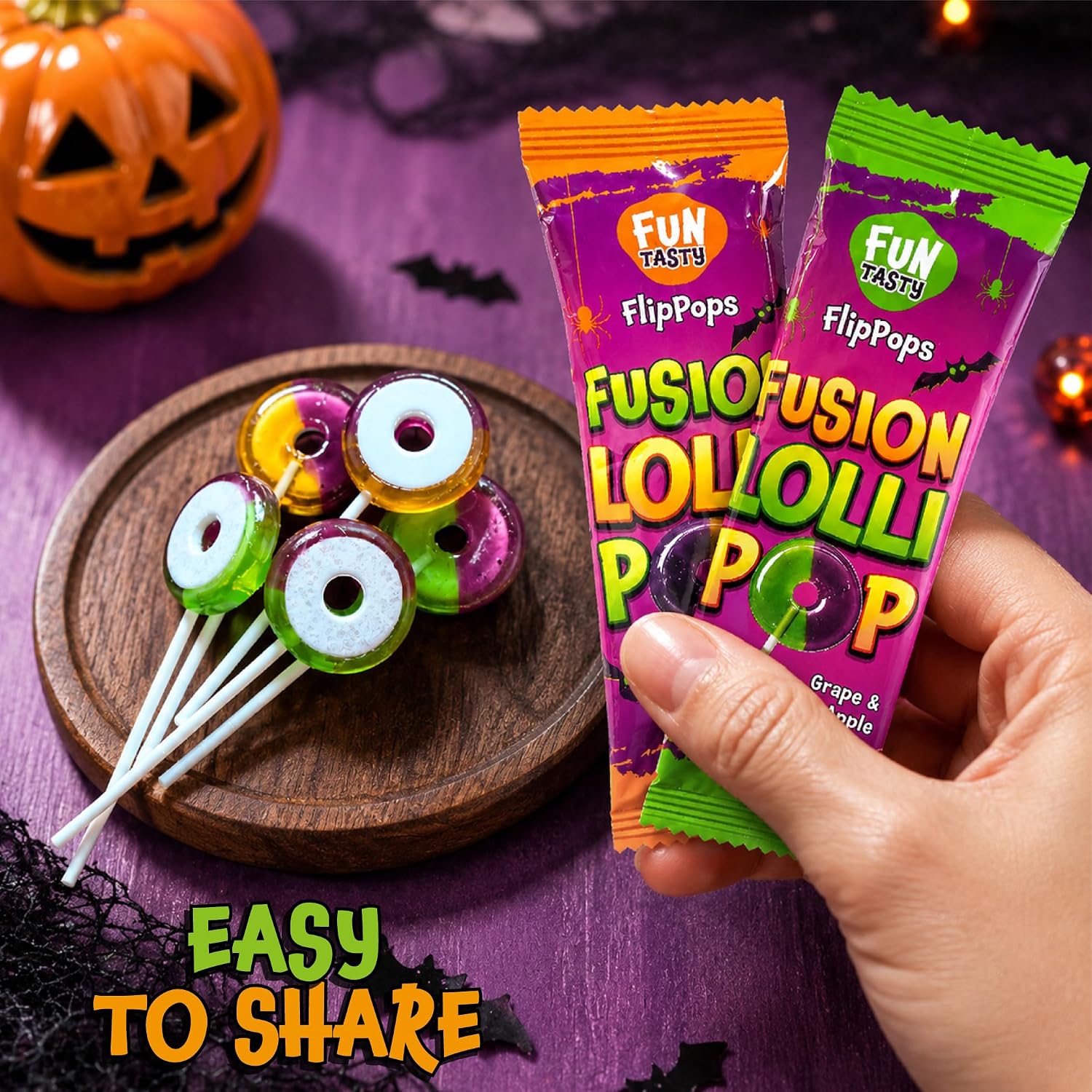 Detalle de FUNTASTY Halloween Lollipops, 40 Count, Individually Wrapped Sweet & Sour Candy