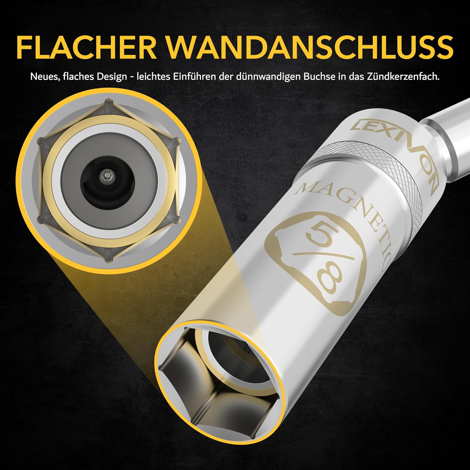 Thumbnail 6 de LEXIVON Zündkerzenschlüssel LX-121 für 16 mm Zündkerzen, schwenkbar & magnetisch (15 cm Länge)