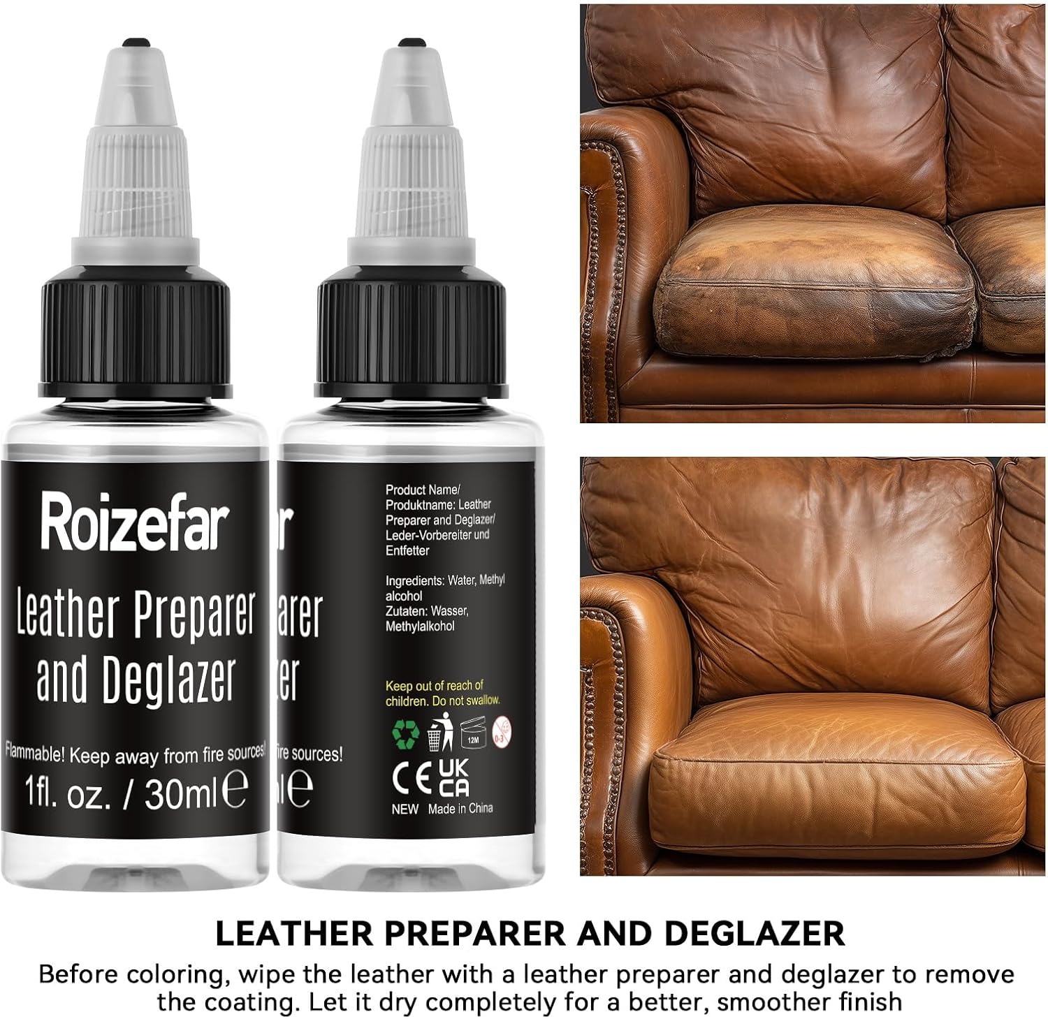 Detalle de Roizefar Kit Ultime – Peinture Acrylique pour Cuir, 18 Couleurs + Primaire et Vernis (20×30 ml) – Chaque Teinte Adhérente et Flexible